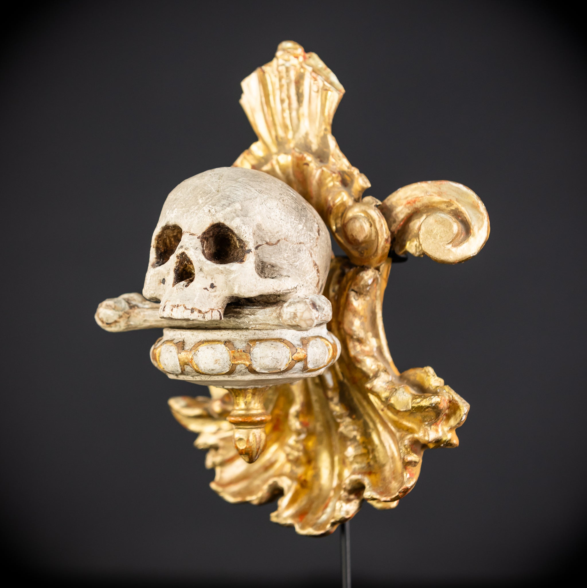 Memento Mori Wood Carving | 1700s Antique | 9.8" / 25 cm