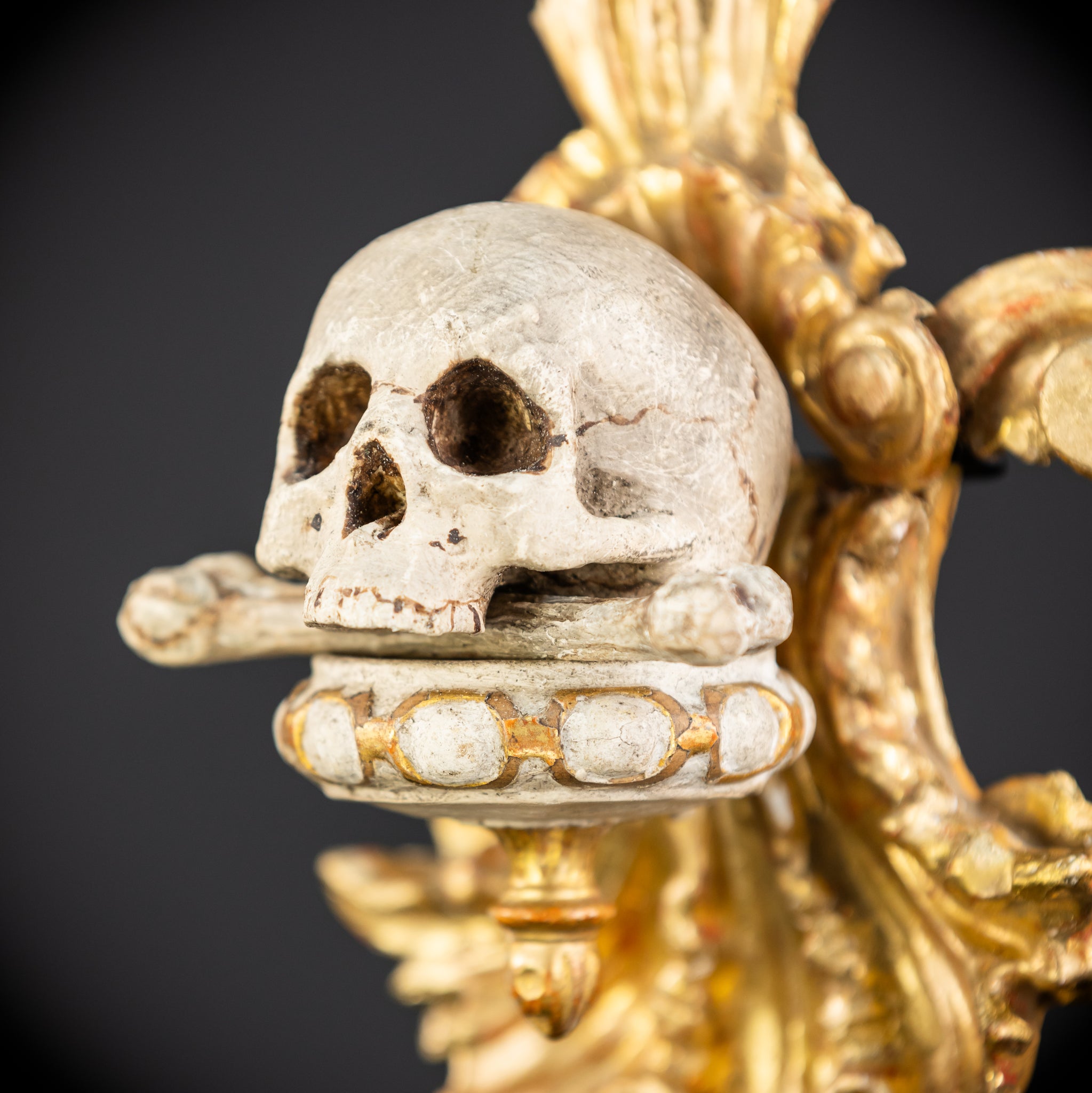 Memento Mori Wood Carving | 1700s Antique | 9.8" / 25 cm