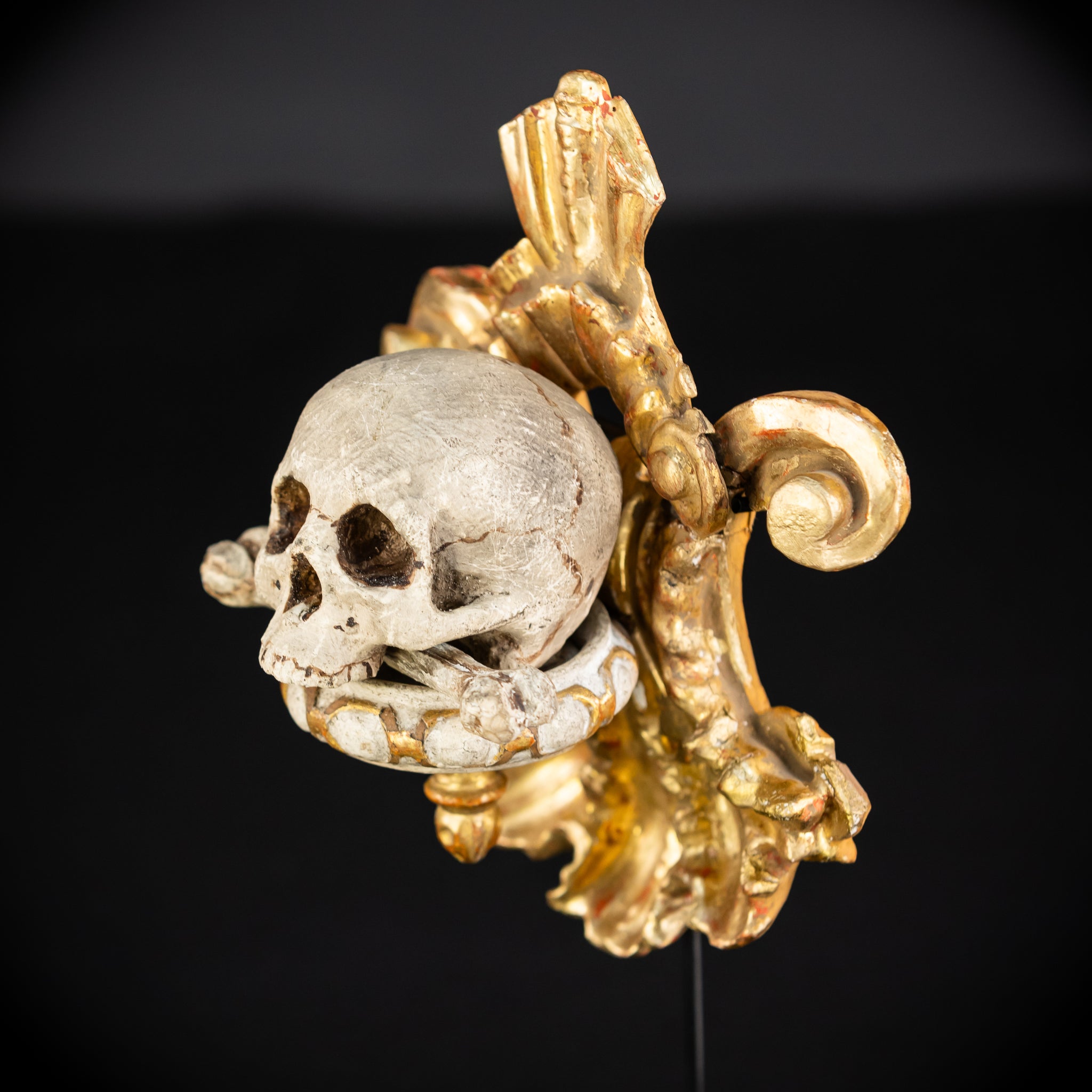Memento Mori Wood Carving | 1700s Antique | 9.8" / 25 cm