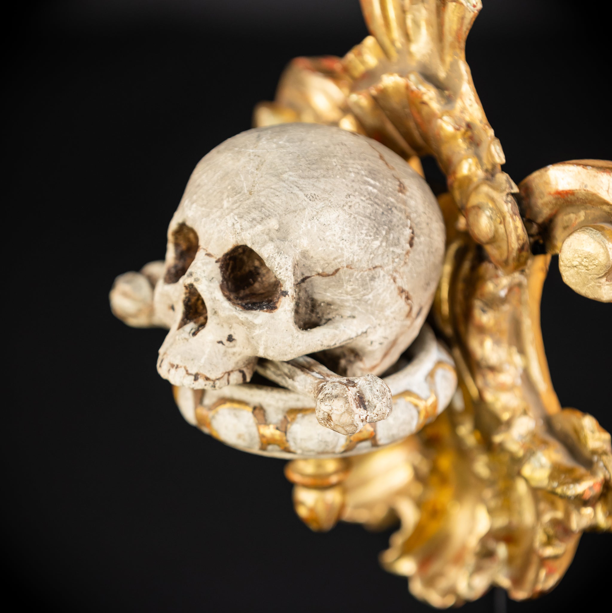 Memento Mori Wood Carving | 1700s Antique | 9.8" / 25 cm