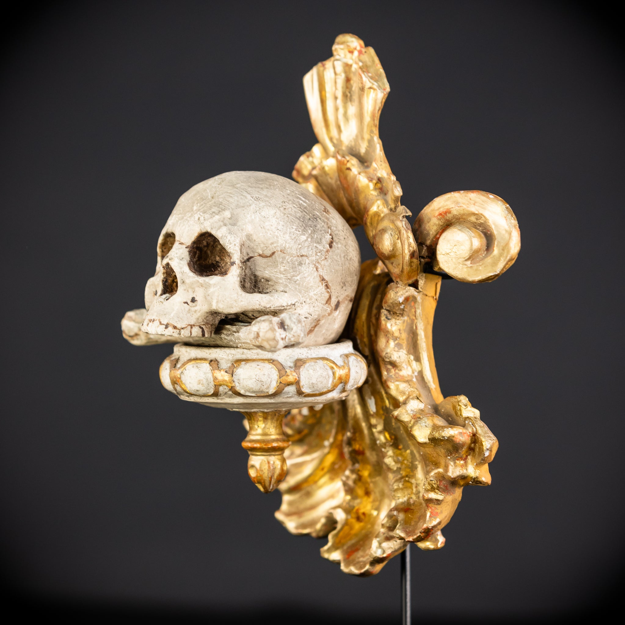Memento Mori Wood Carving | 1700s Antique | 9.8" / 25 cm