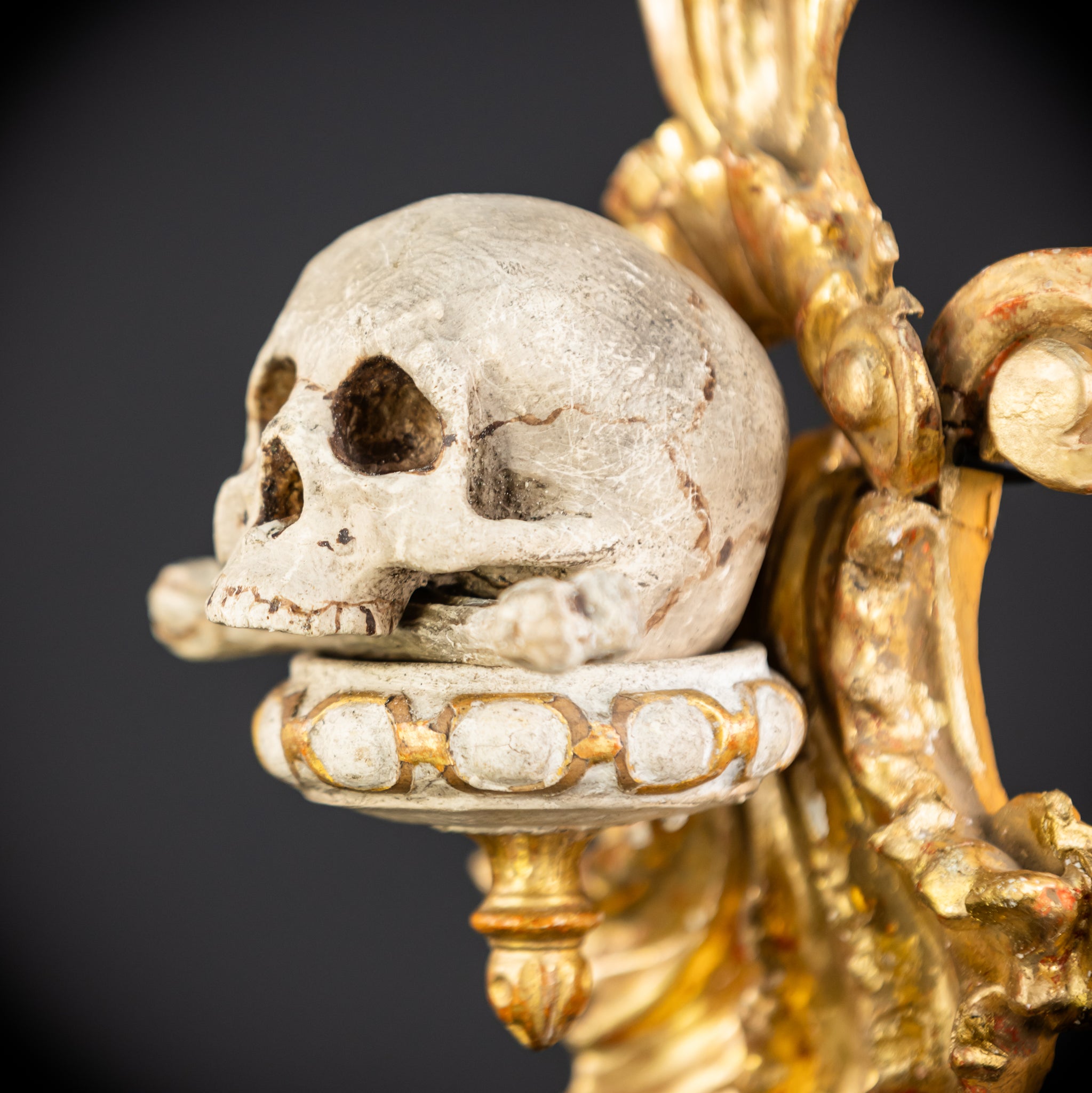 Memento Mori Wood Carving | 1700s Antique | 9.8" / 25 cm