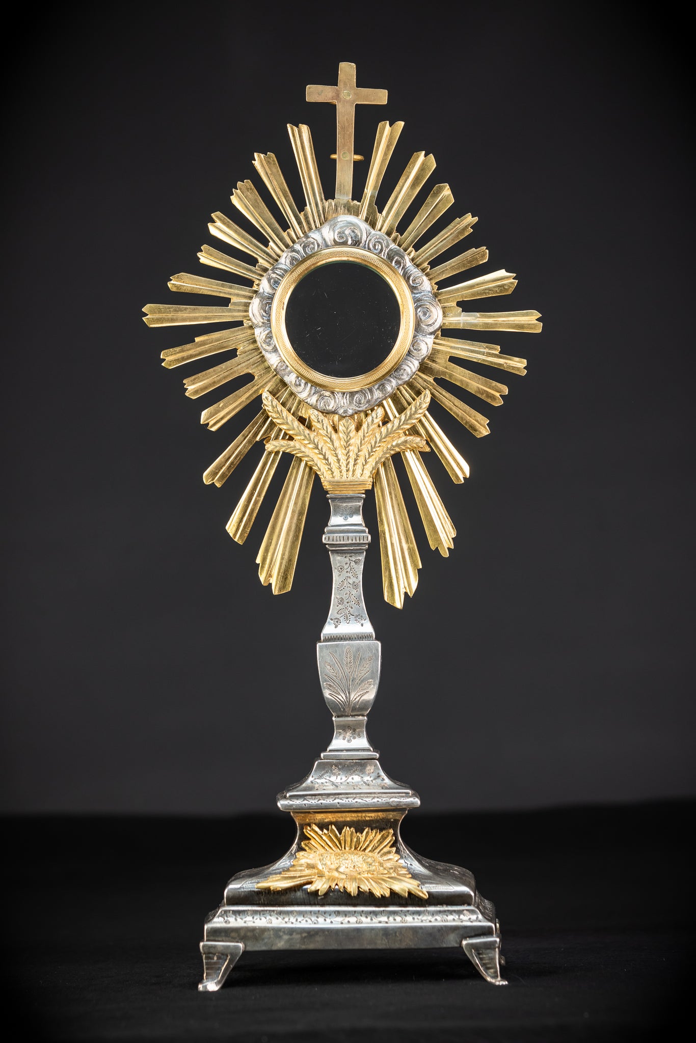 Monstrance Gilt | French Solar Ostensory | 1800s Antique | 18.9” / 48 cm