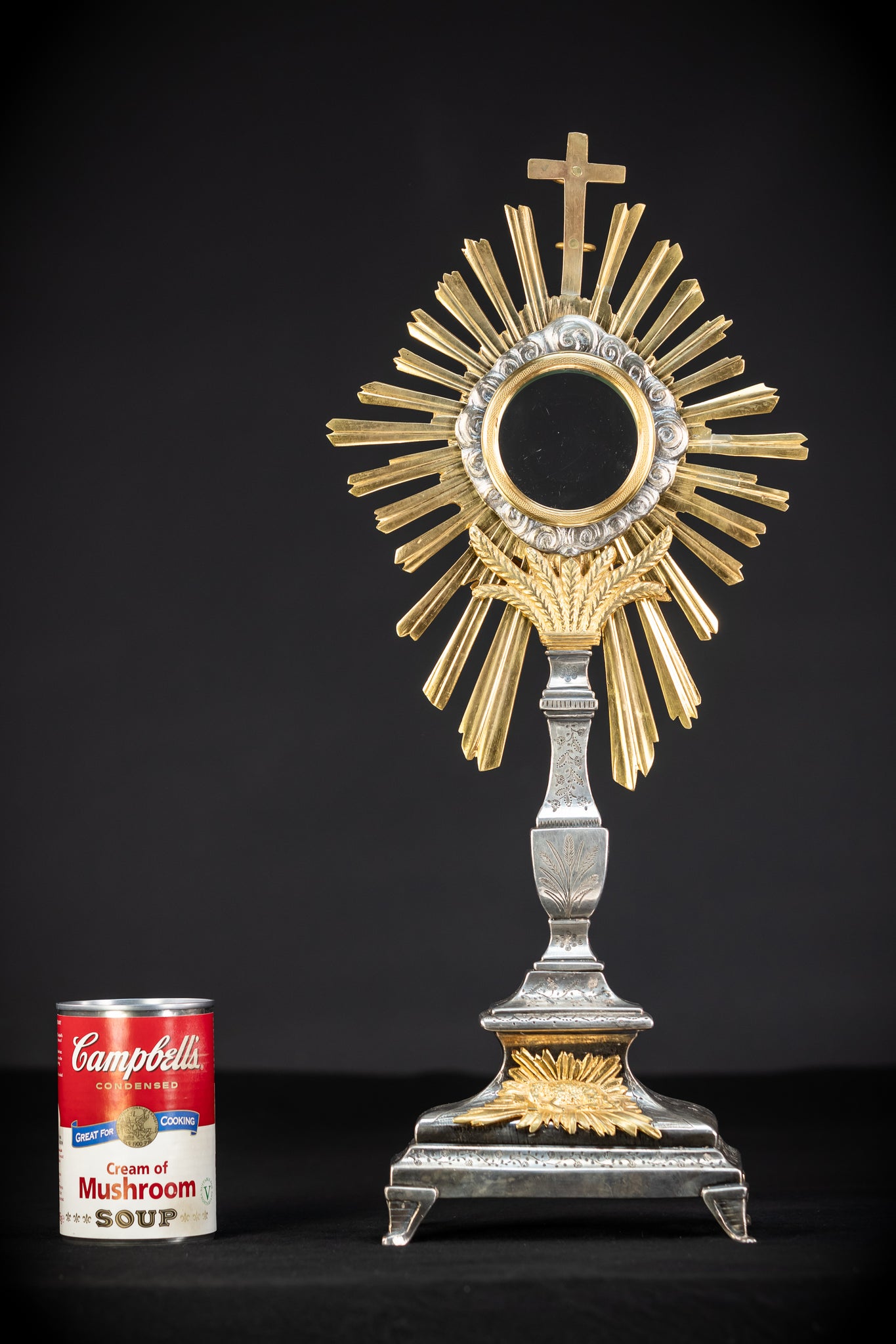 Monstrance Gilt | French Solar Ostensory | 1800s Antique | 18.9” / 48 cm