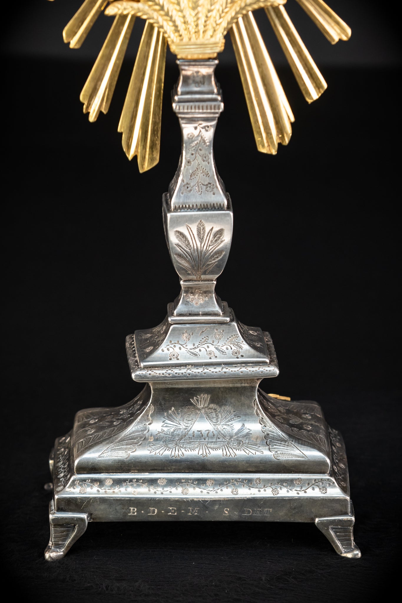 Monstrance Gilt | French Solar Ostensory | 1800s Antique | 18.9” / 48 cm