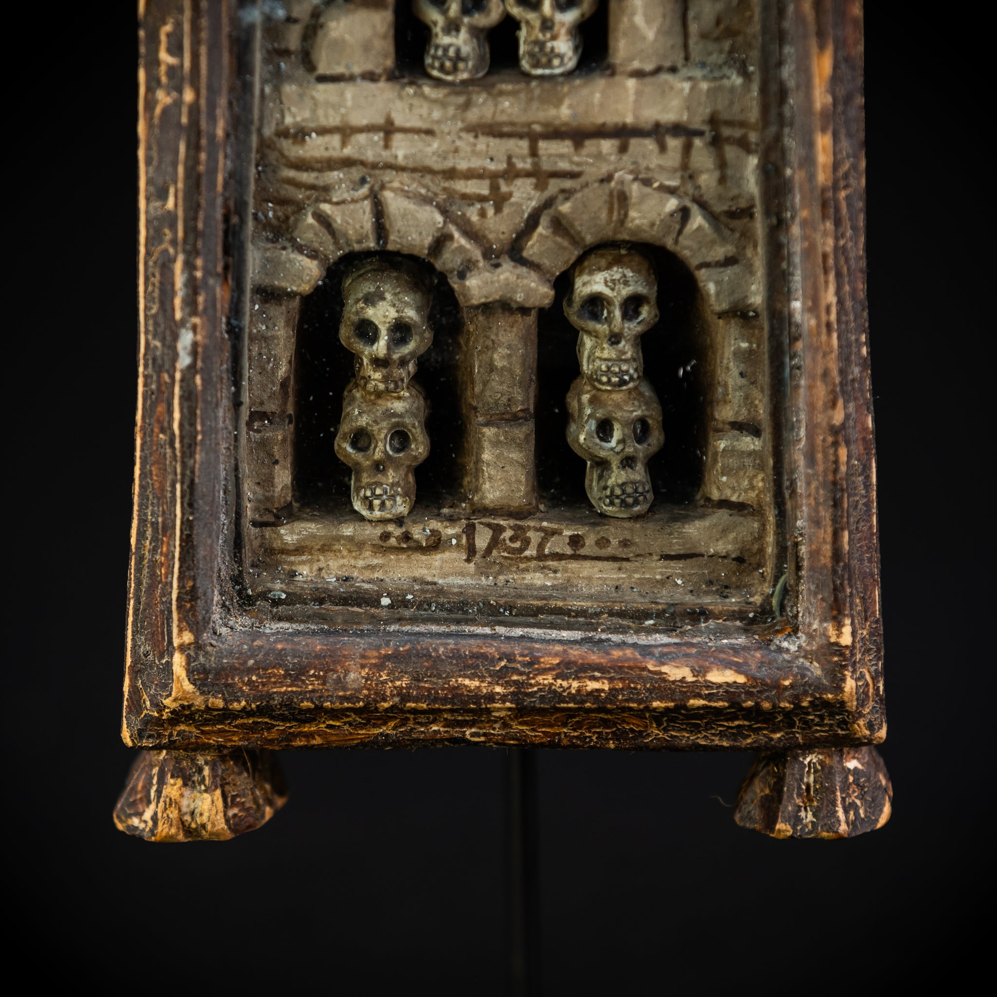 Memento Mori Wood Carving | 1700s Antique | 10.2" / 26 cm