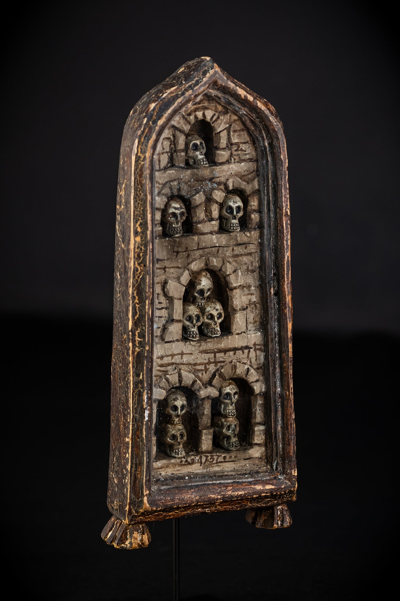 Memento Mori Wood Carving | 1700s Antique | 10.2" / 26 cm