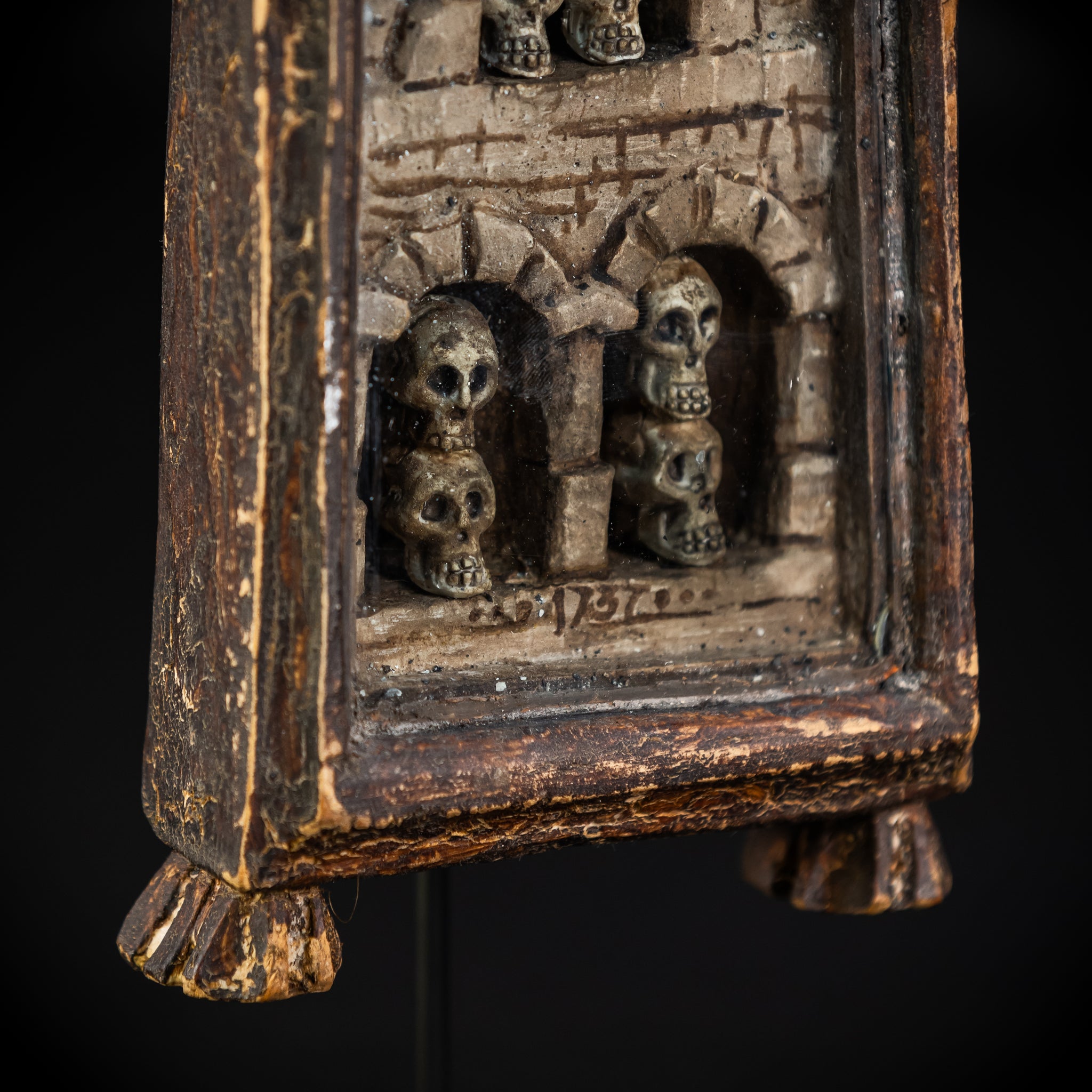 Memento Mori Wood Carving | 1700s Antique | 10.2" / 26 cm