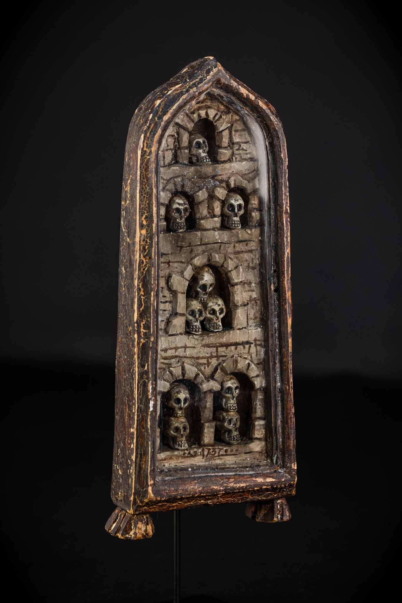 Memento Mori Wood Carving | 1700s Antique | 10.2" / 26 cm