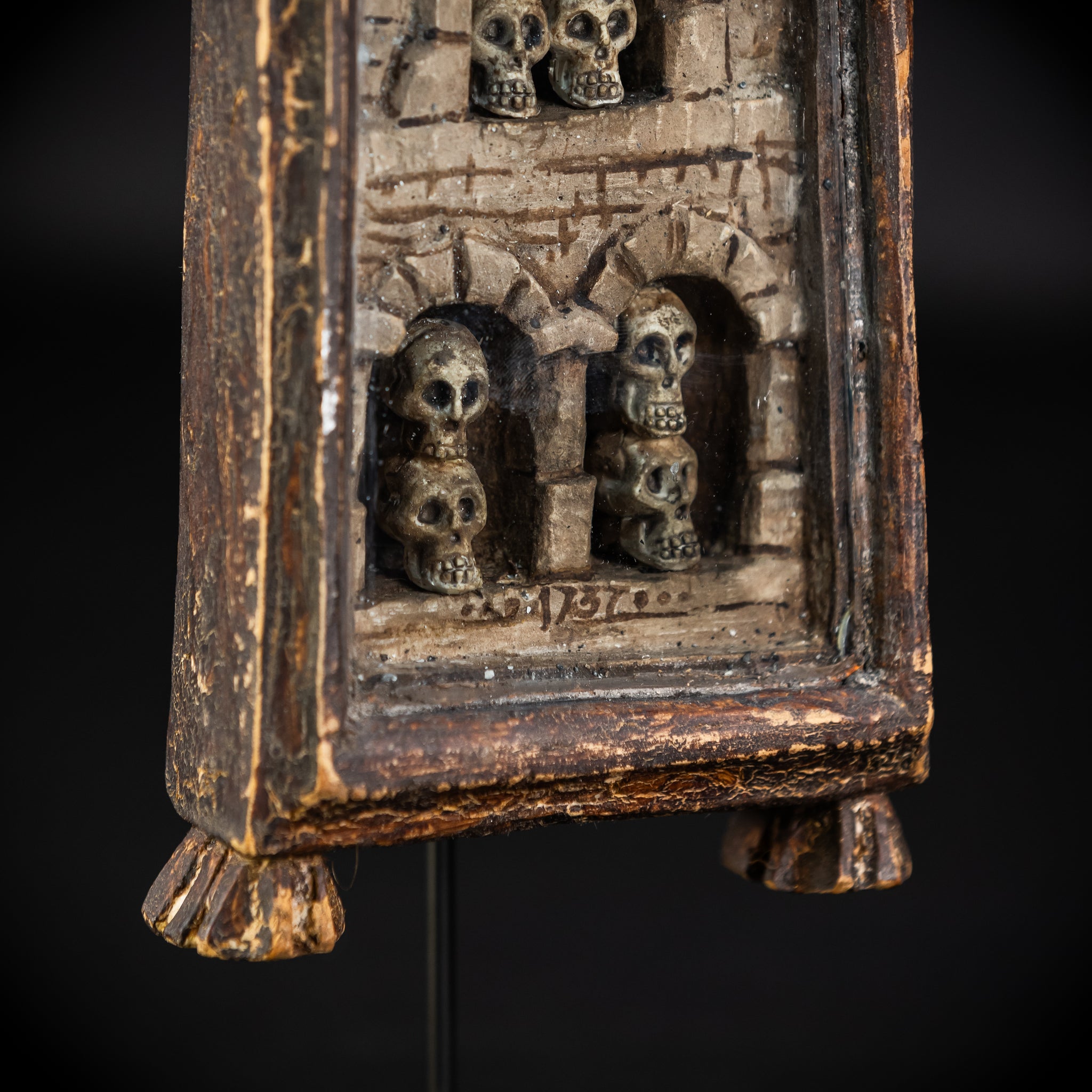 Memento Mori Wood Carving | 1700s Antique | 10.2" / 26 cm