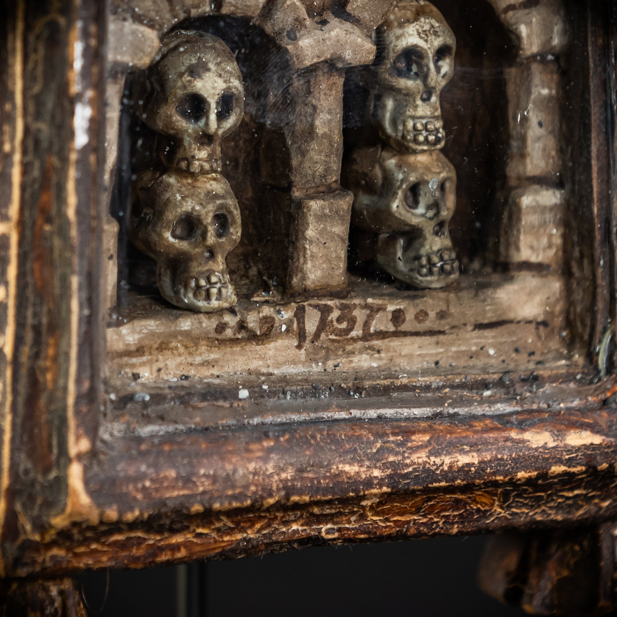 Memento Mori Wood Carving | 1700s Antique | 10.2" / 26 cm