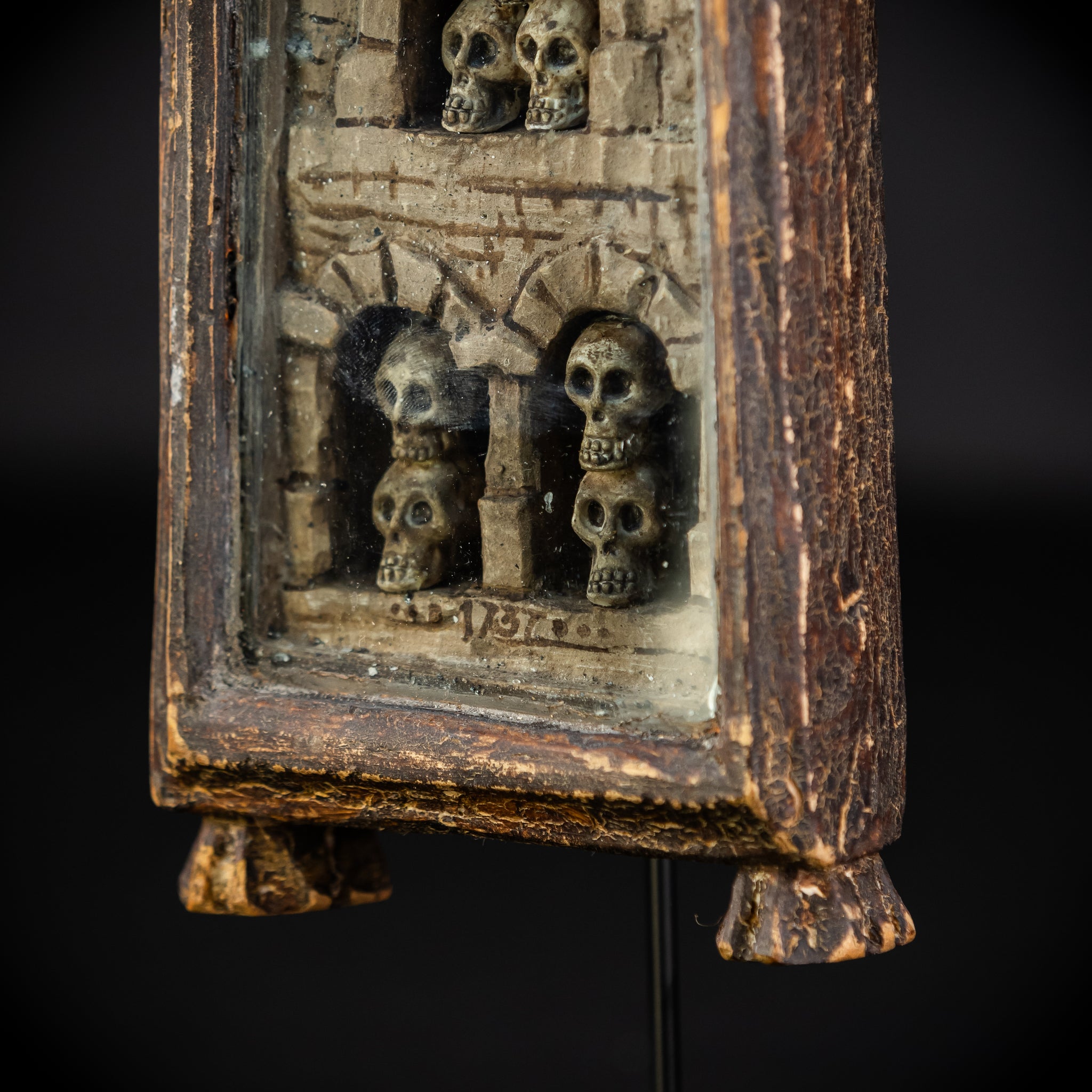 Memento Mori Wood Carving | 1700s Antique | 10.2" / 26 cm