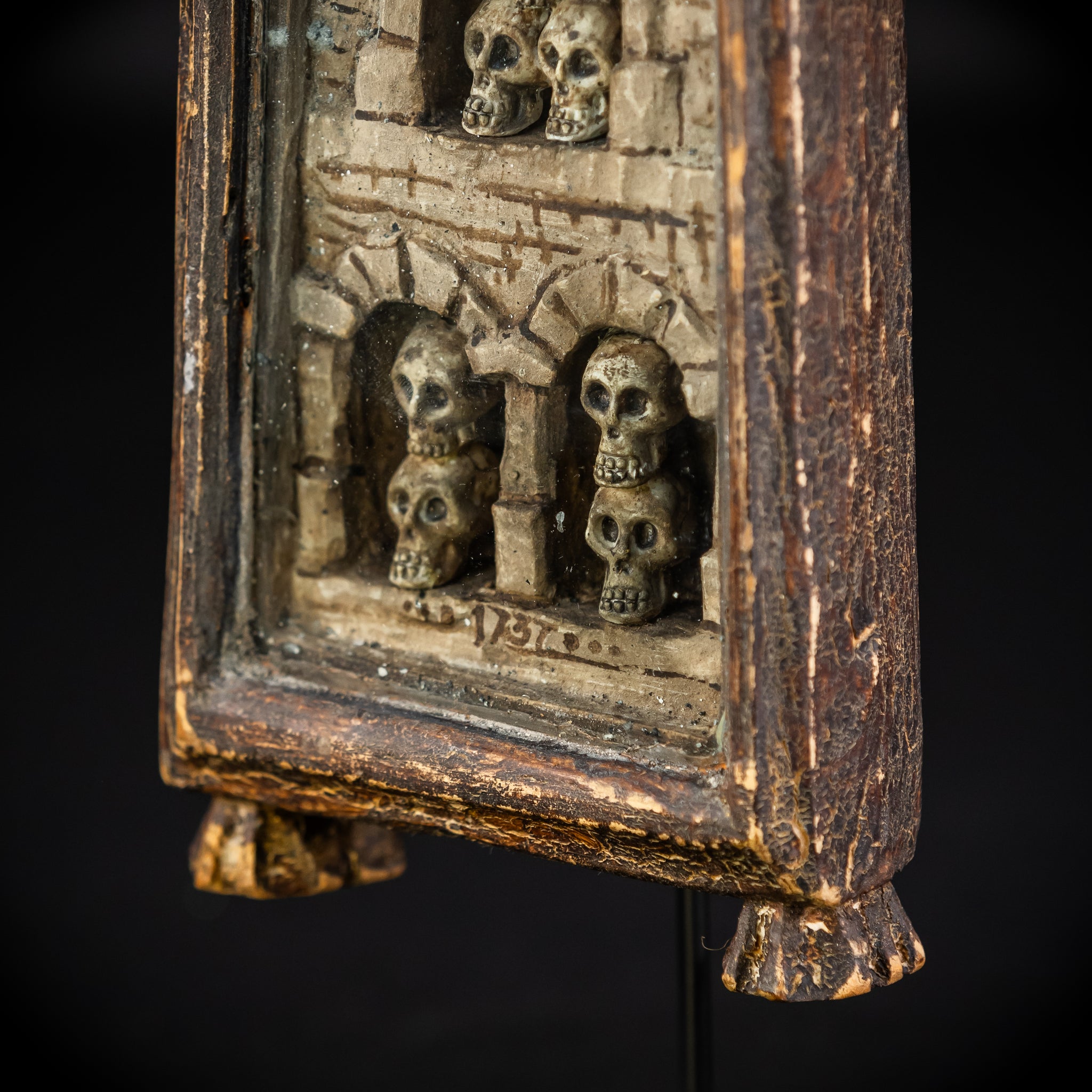 Memento Mori Wood Carving | 1700s Antique | 10.2" / 26 cm