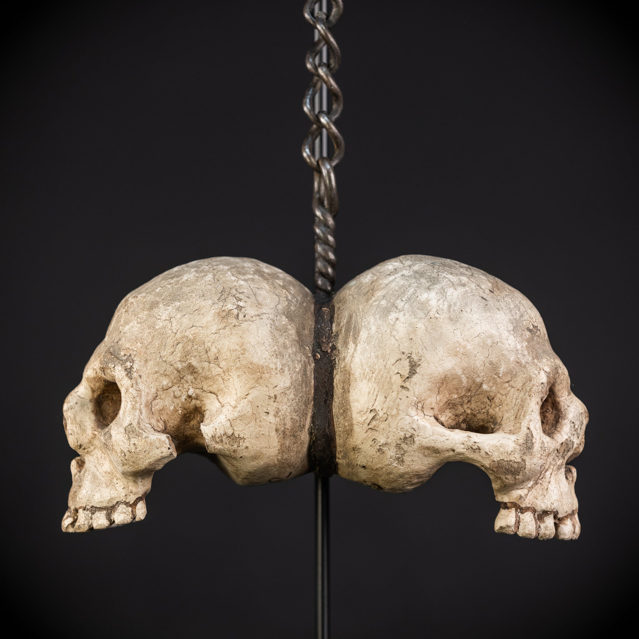 Memento Mori Wood Carving with Chain | Italian 1700s Antique