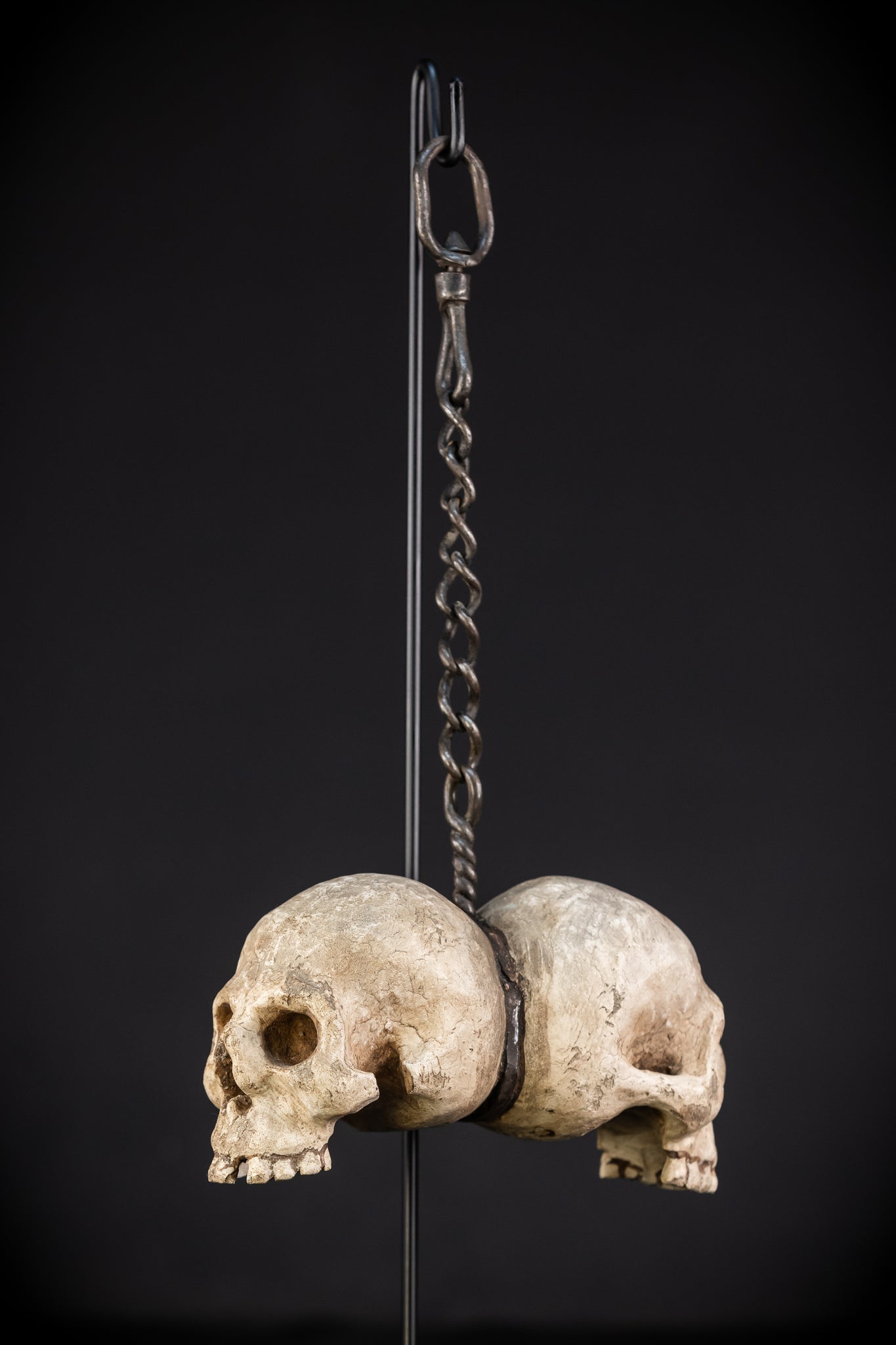 Memento Mori Wood Carving with Chain | Italian 1700s Antique