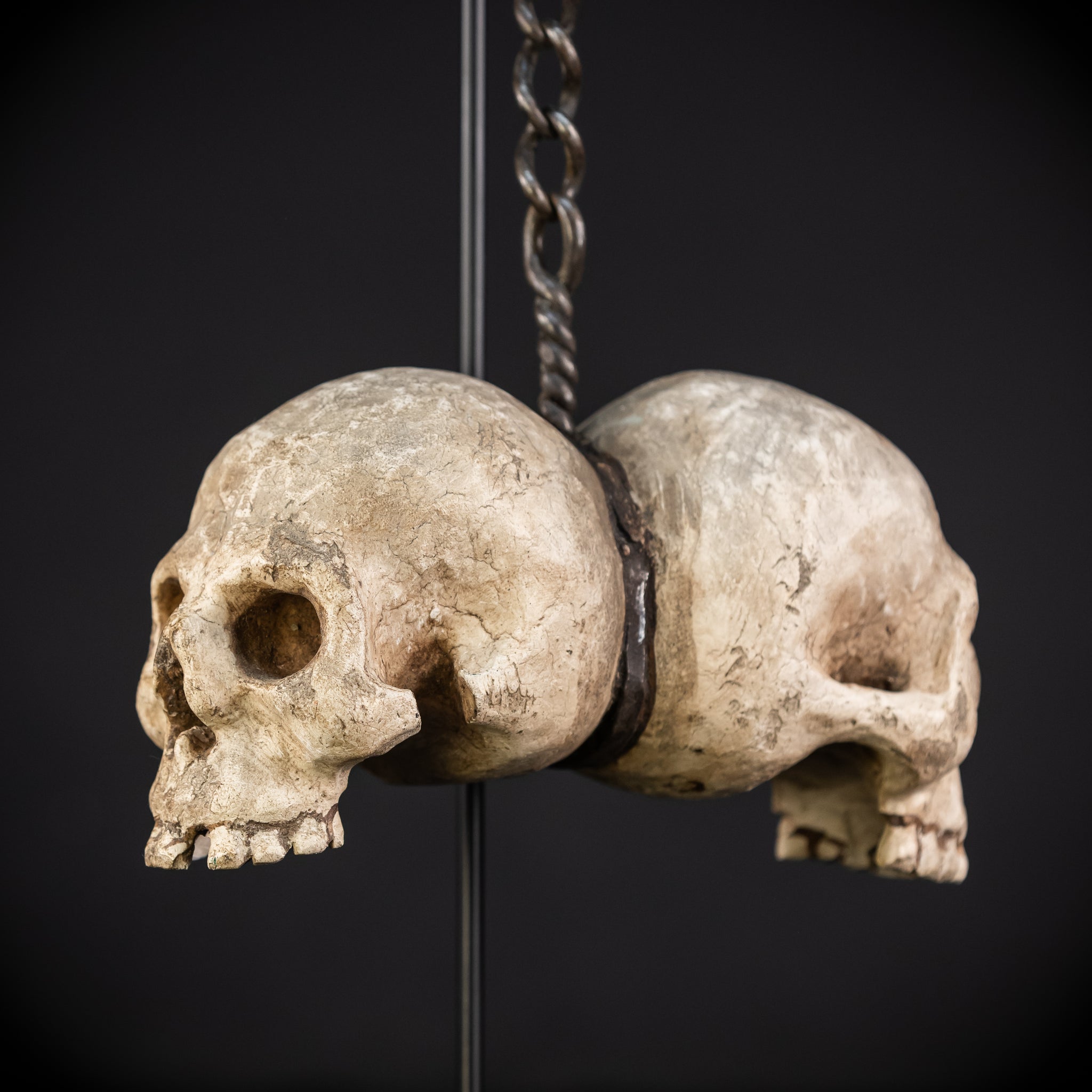 Memento Mori Wood Carving with Chain | Italian 1700s Antique