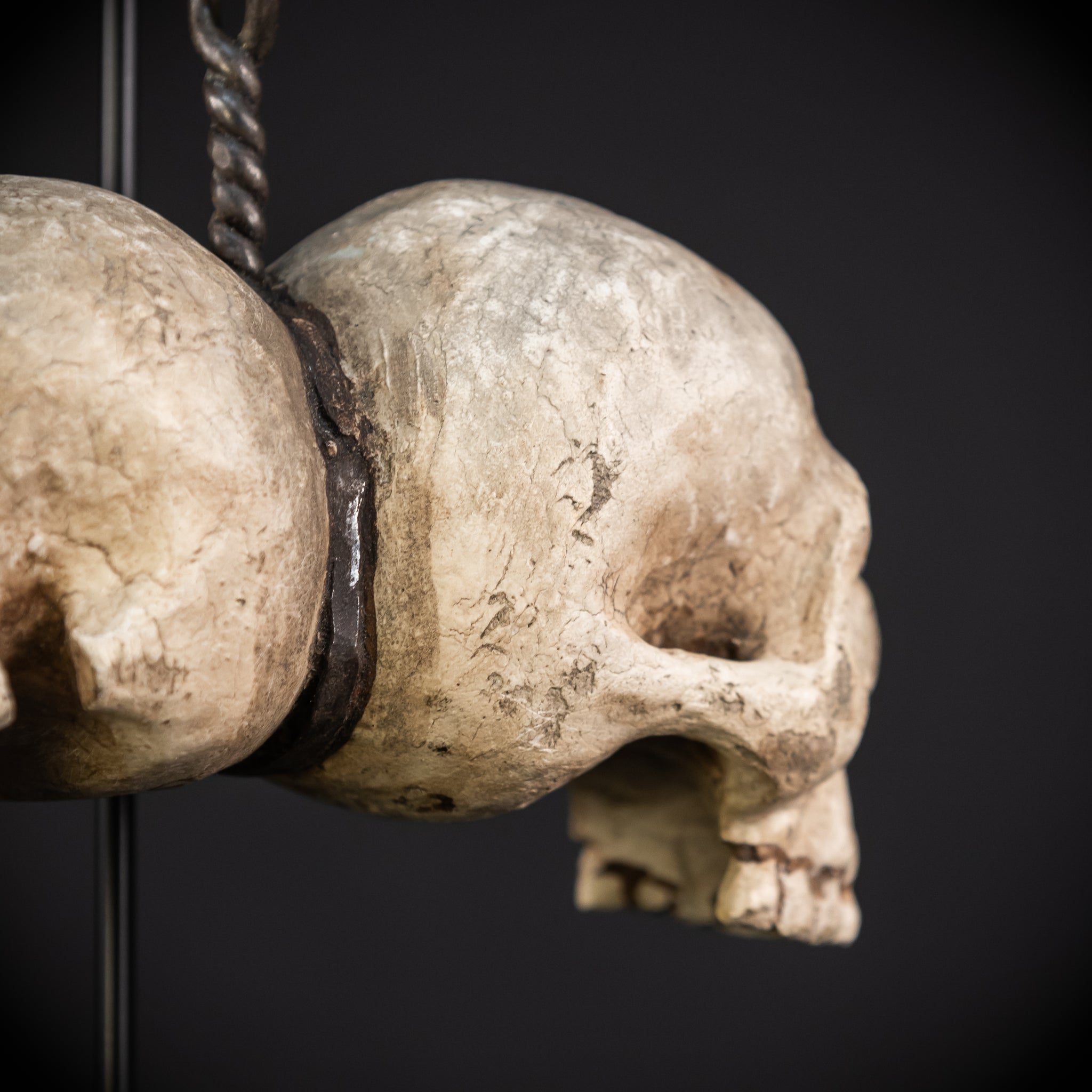 Memento Mori Wood Carving with Chain | Italian 1700s Antique