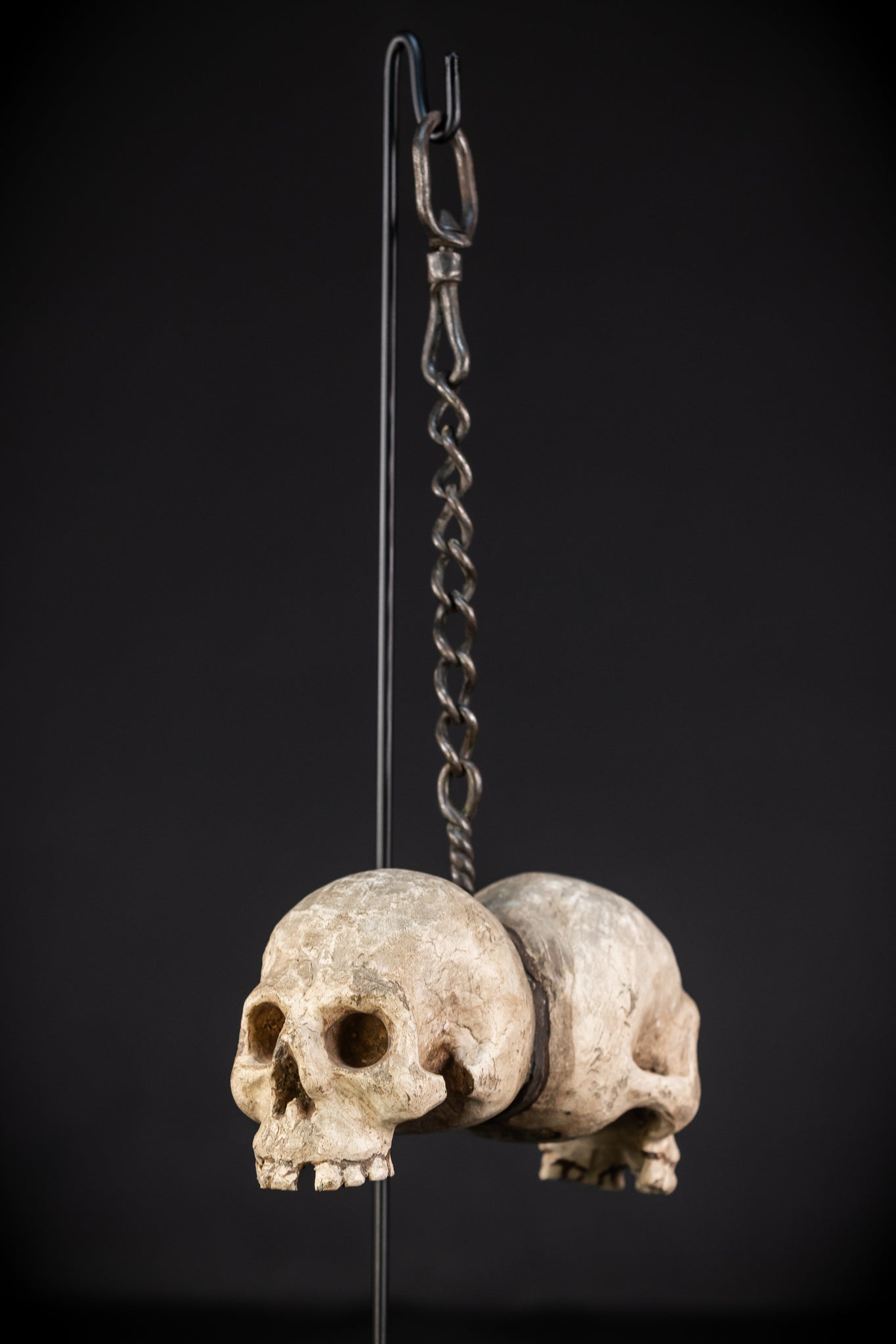 Memento Mori Wood Carving with Chain | Italian 1700s Antique