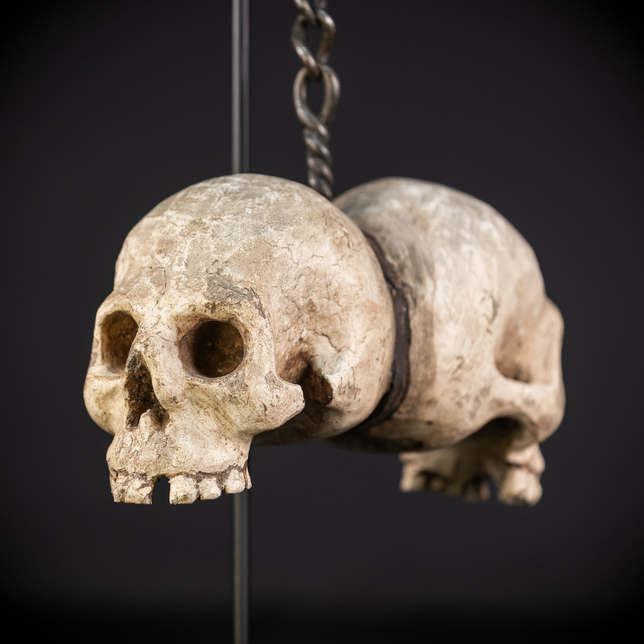 Memento Mori Wood Carving with Chain | Italian 1700s Antique