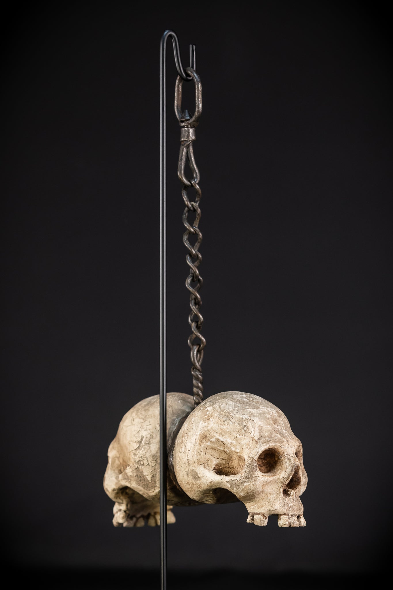 Memento Mori Wood Carving with Chain | Italian 1700s Antique