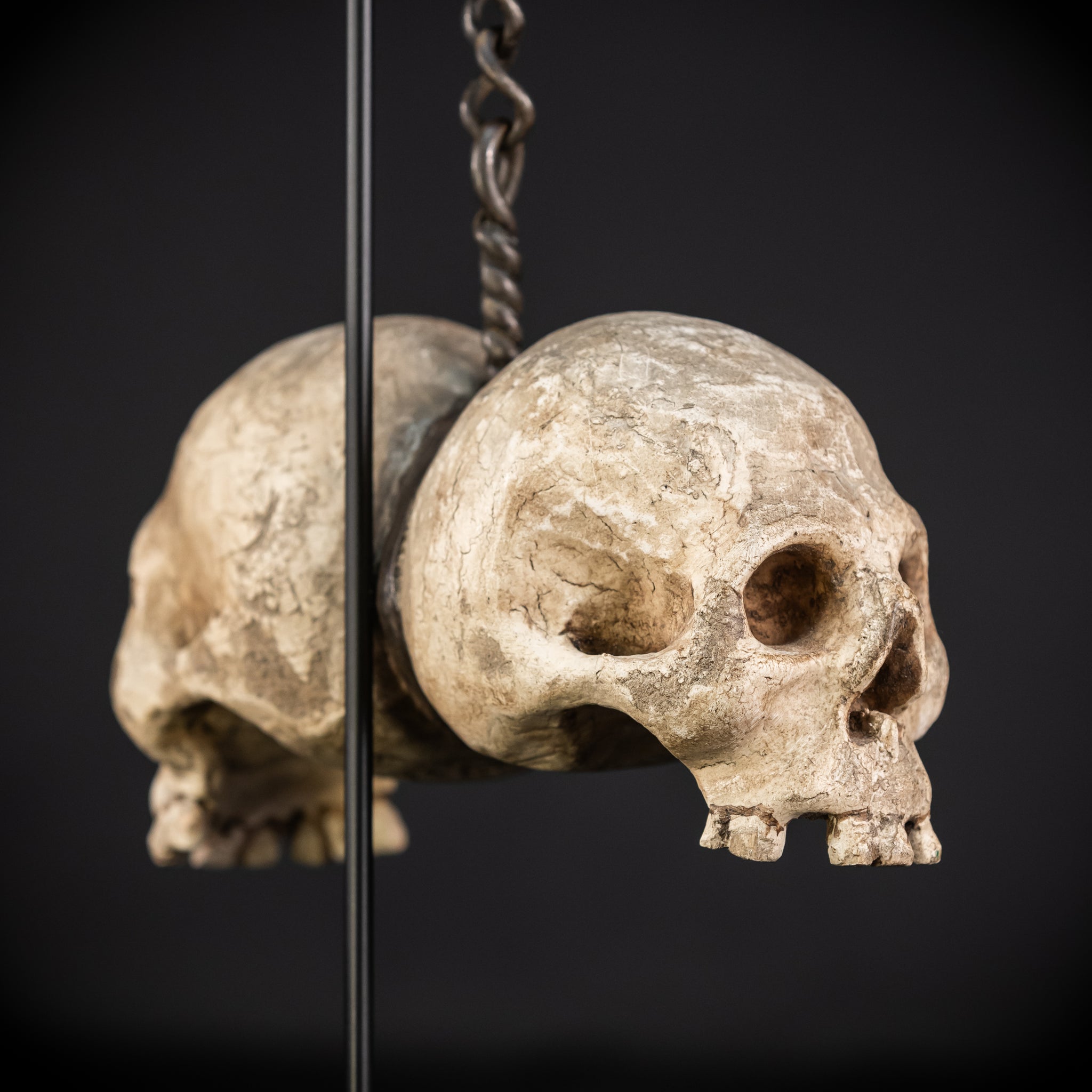 Memento Mori Wood Carving with Chain | Italian 1700s Antique