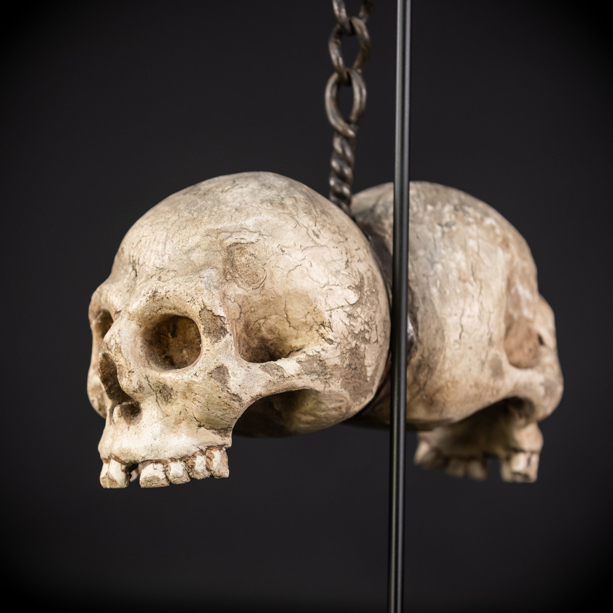 Memento Mori Wood Carving with Chain | Italian 1700s Antique