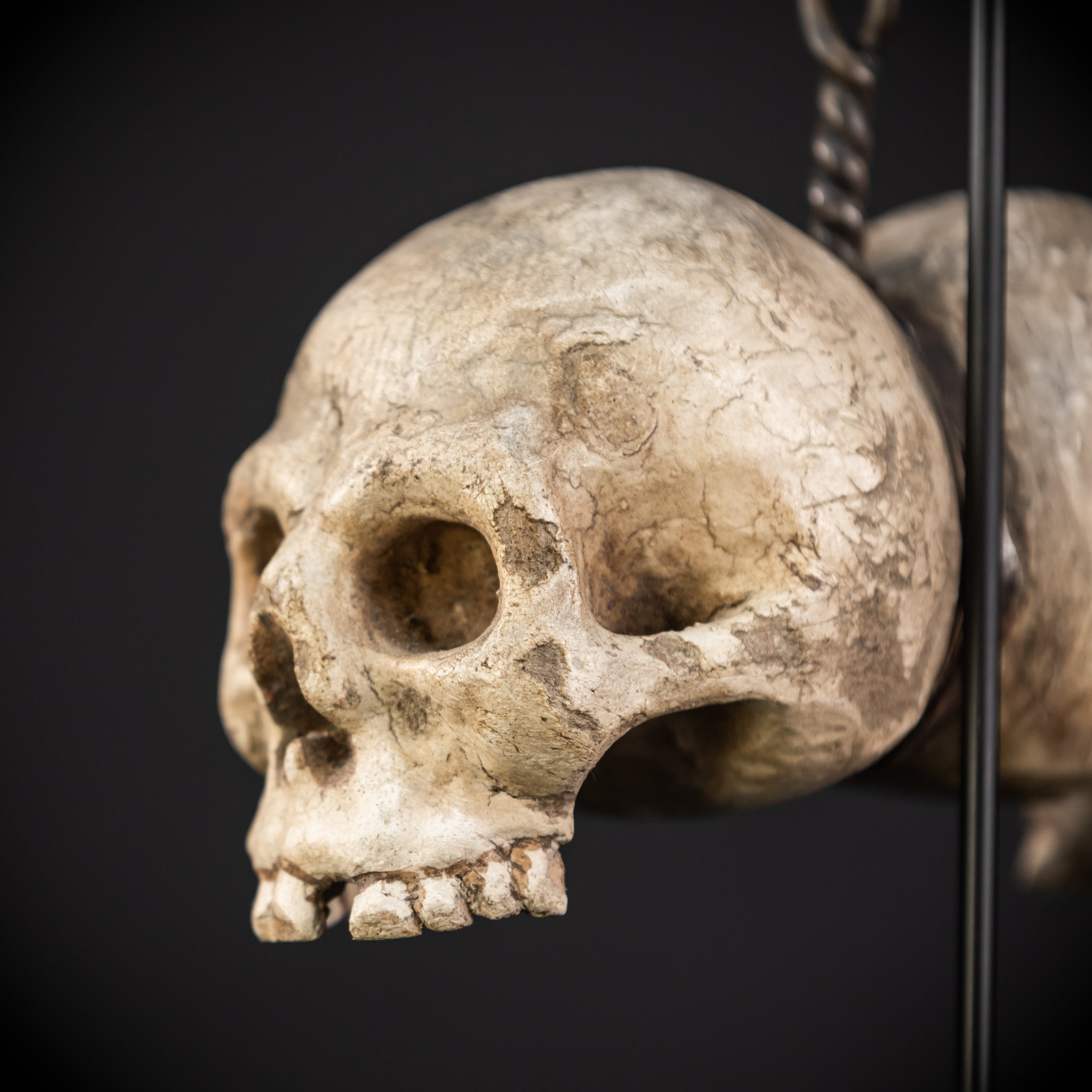Memento Mori Wood Carving with Chain | Italian 1700s Antique