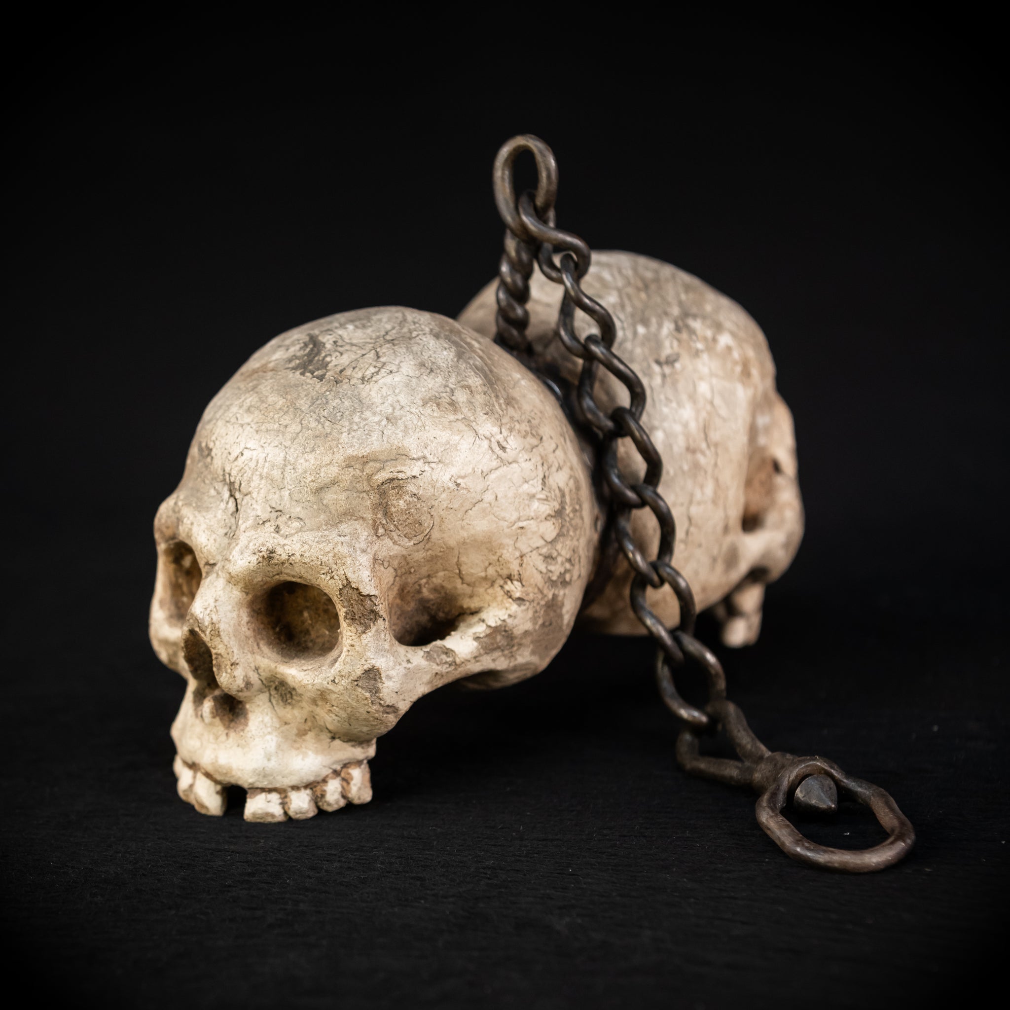 Memento Mori Wood Carving with Chain | Italian 1700s Antique