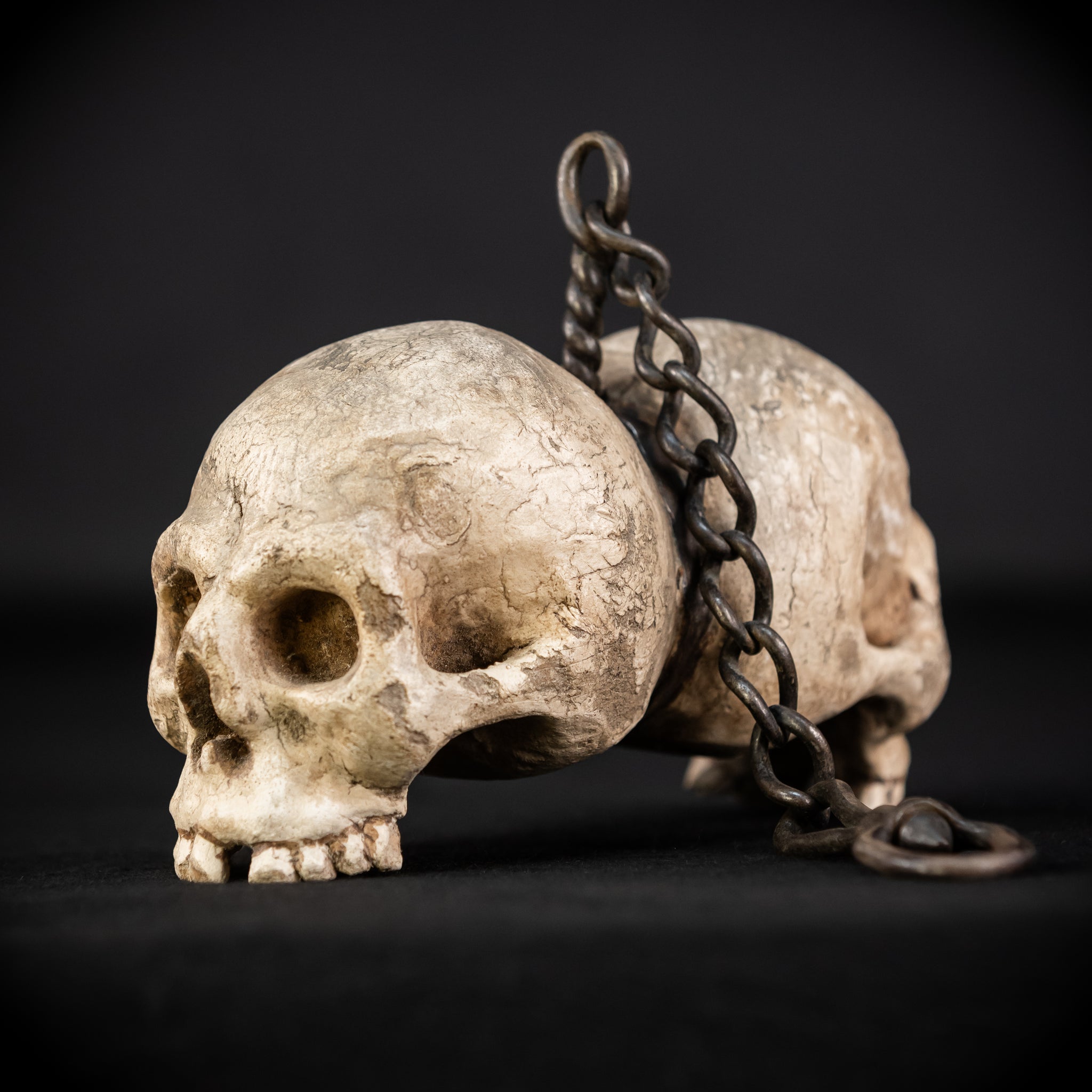Memento Mori Wood Carving with Chain | Italian 1700s Antique