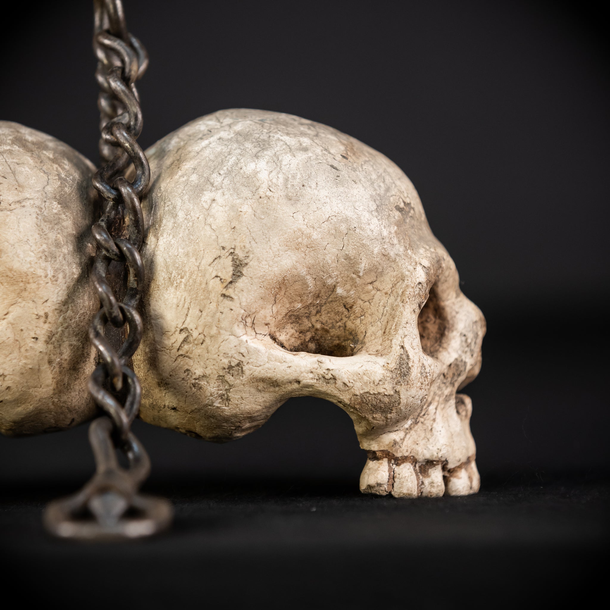 Memento Mori Wood Carving with Chain | Italian 1700s Antique