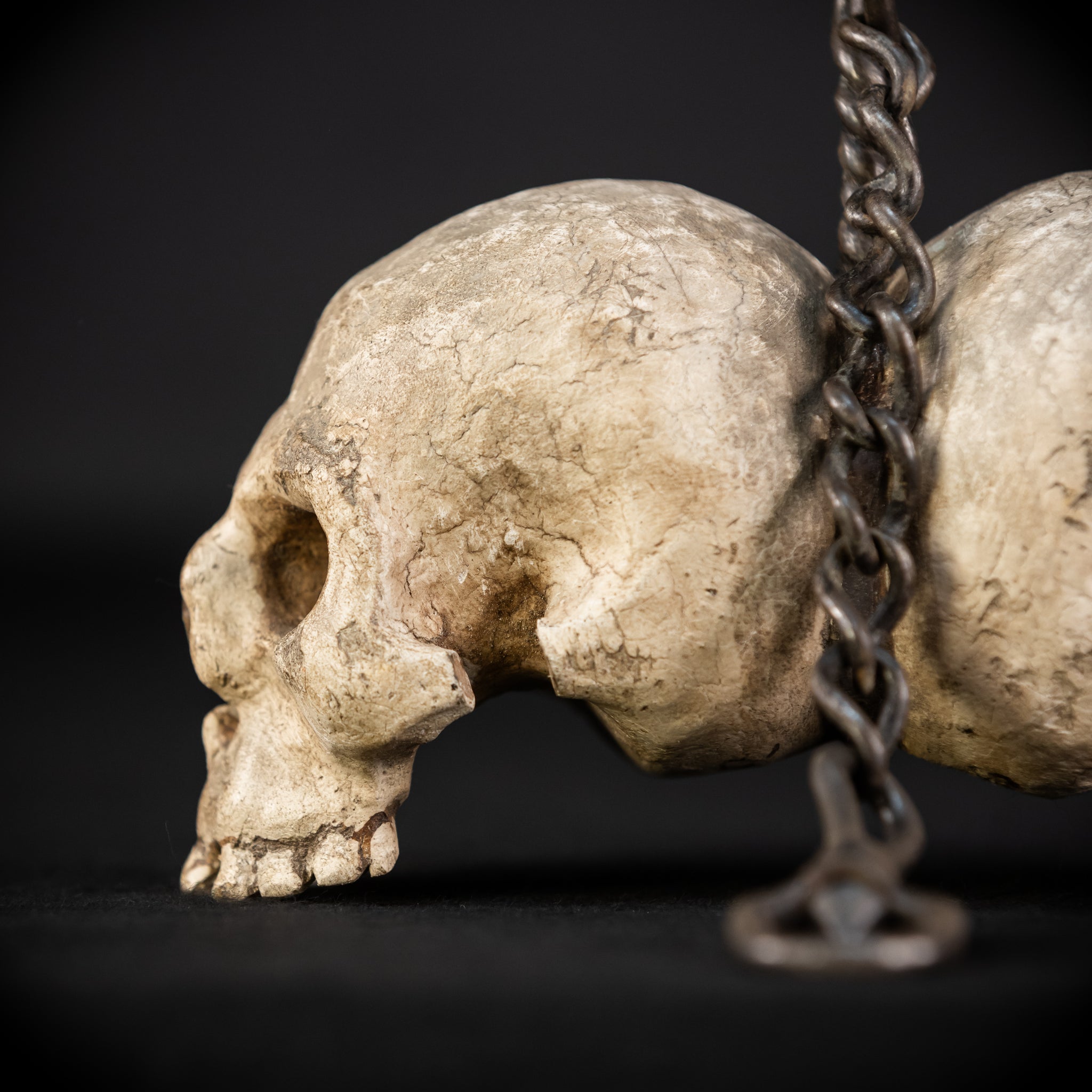 Memento Mori Wood Carving with Chain | Italian 1700s Antique