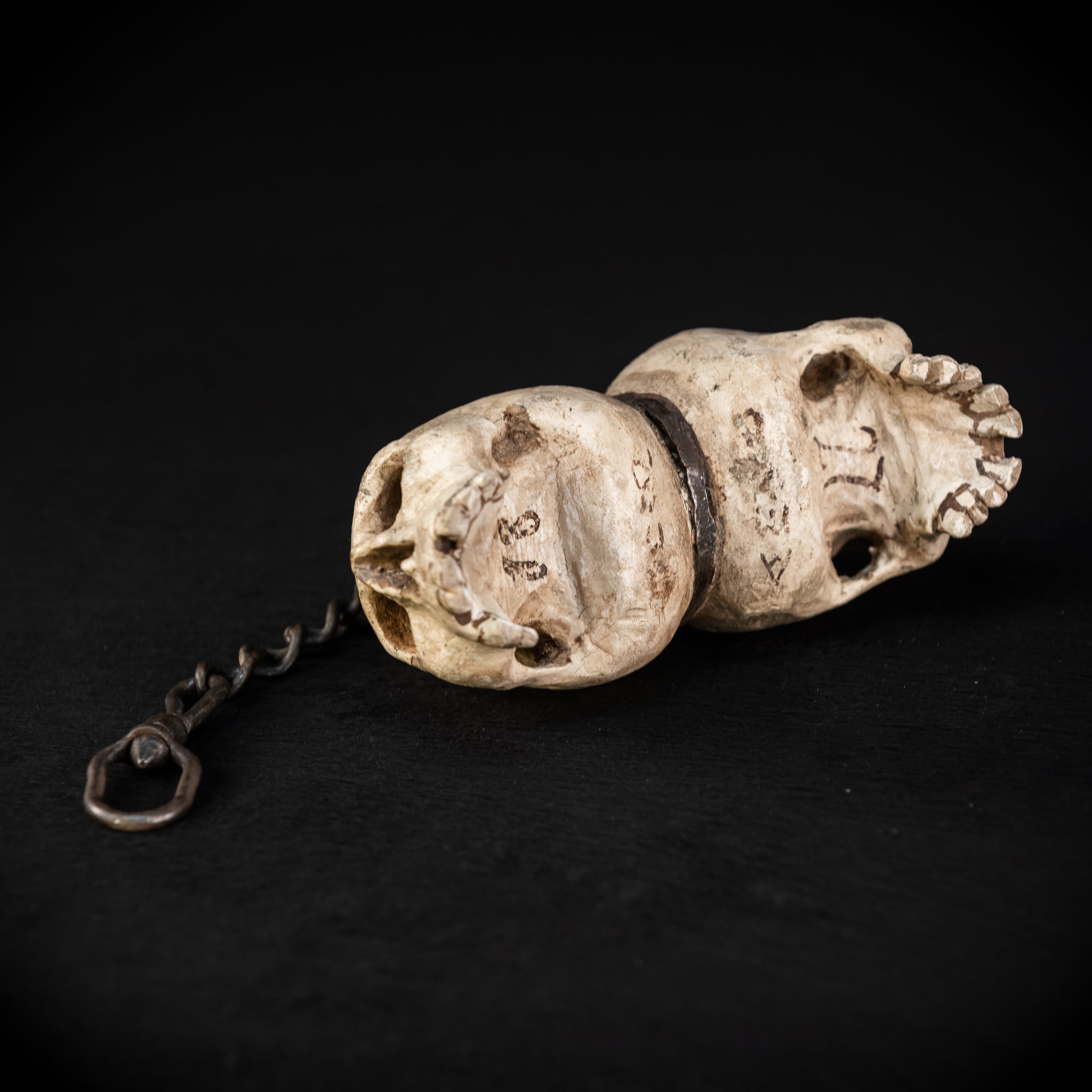 Memento Mori Wood Carving with Chain | Italian 1700s Antique