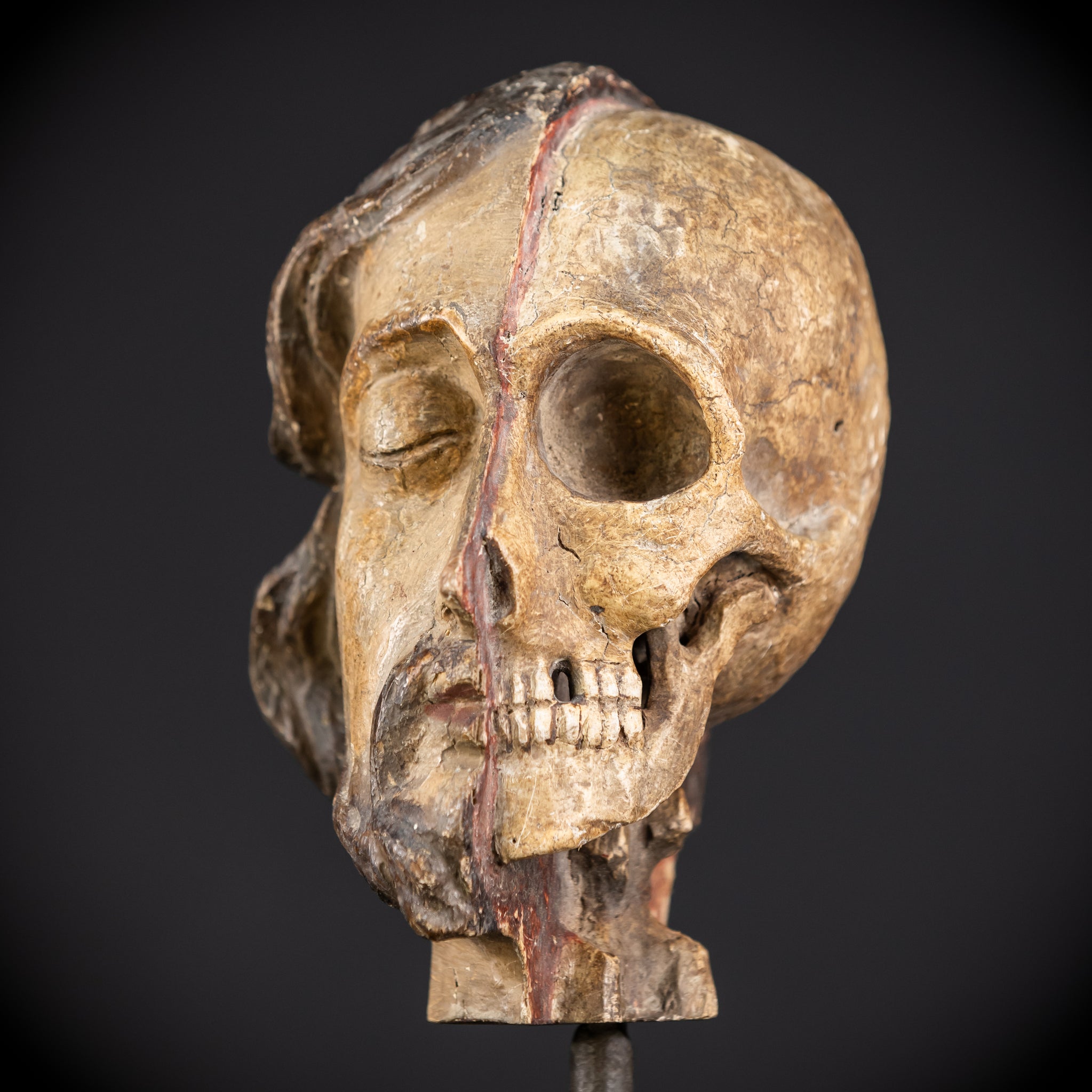 Memento Mori Wood Carving | Italian 1700s Antique 7.3"