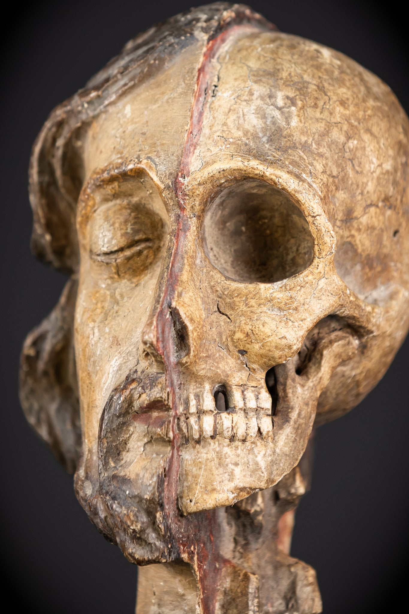 Memento Mori Wood Carving | Italian 1700s Antique 7.3"