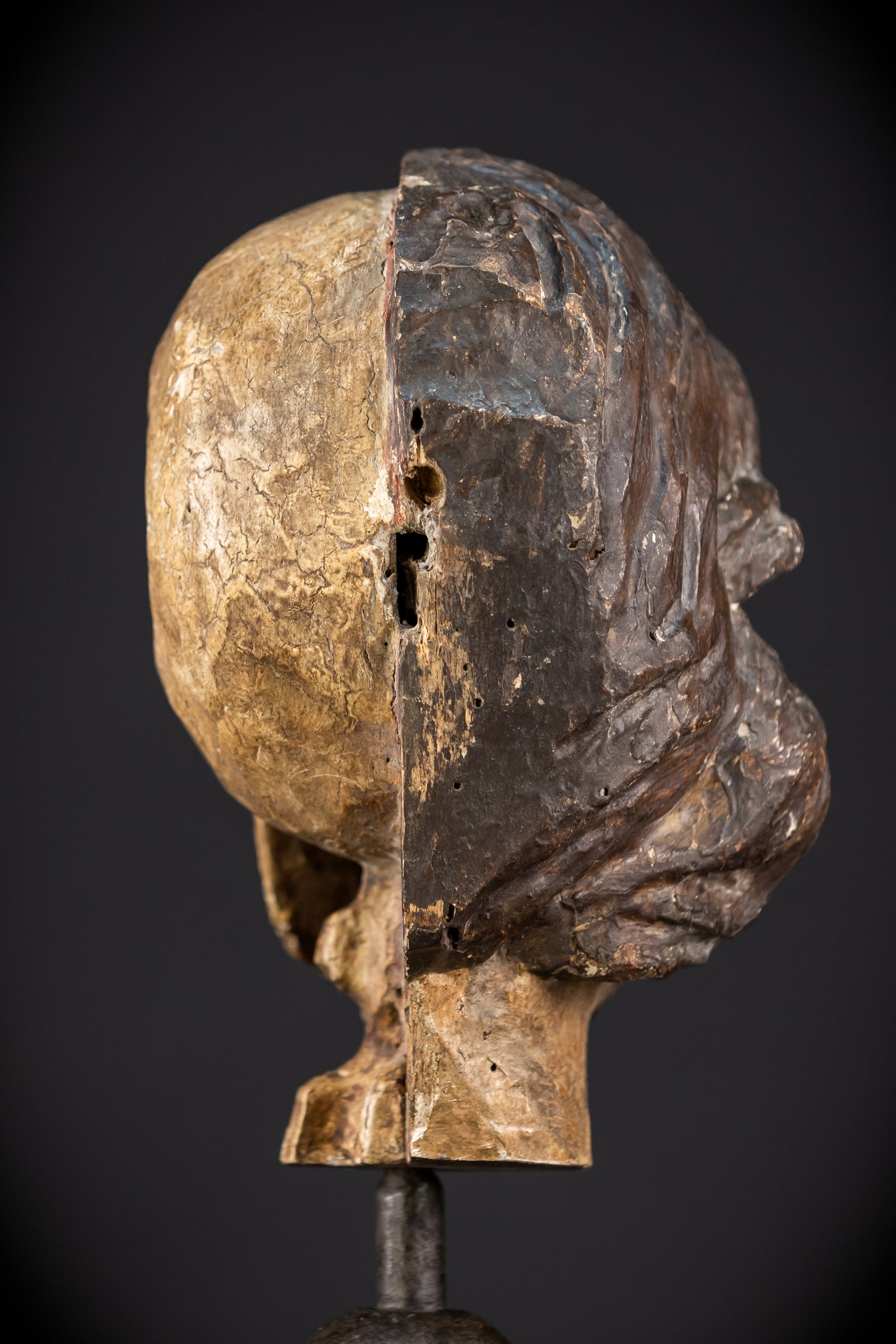 Memento Mori Wood Carving | Italian 1700s Antique 7.3"