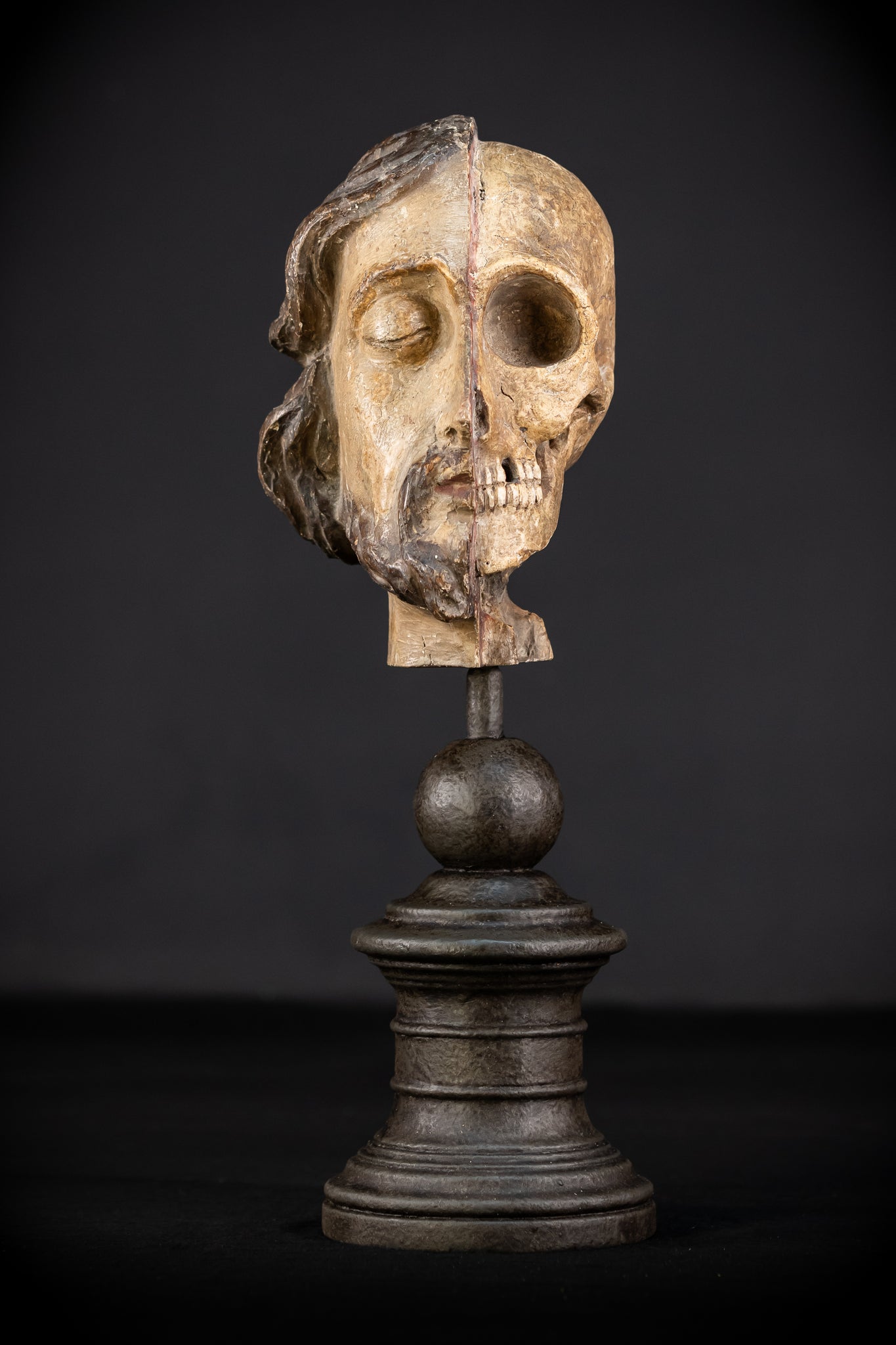 Memento Mori Wood Carving | Italian 1700s Antique 7.3"