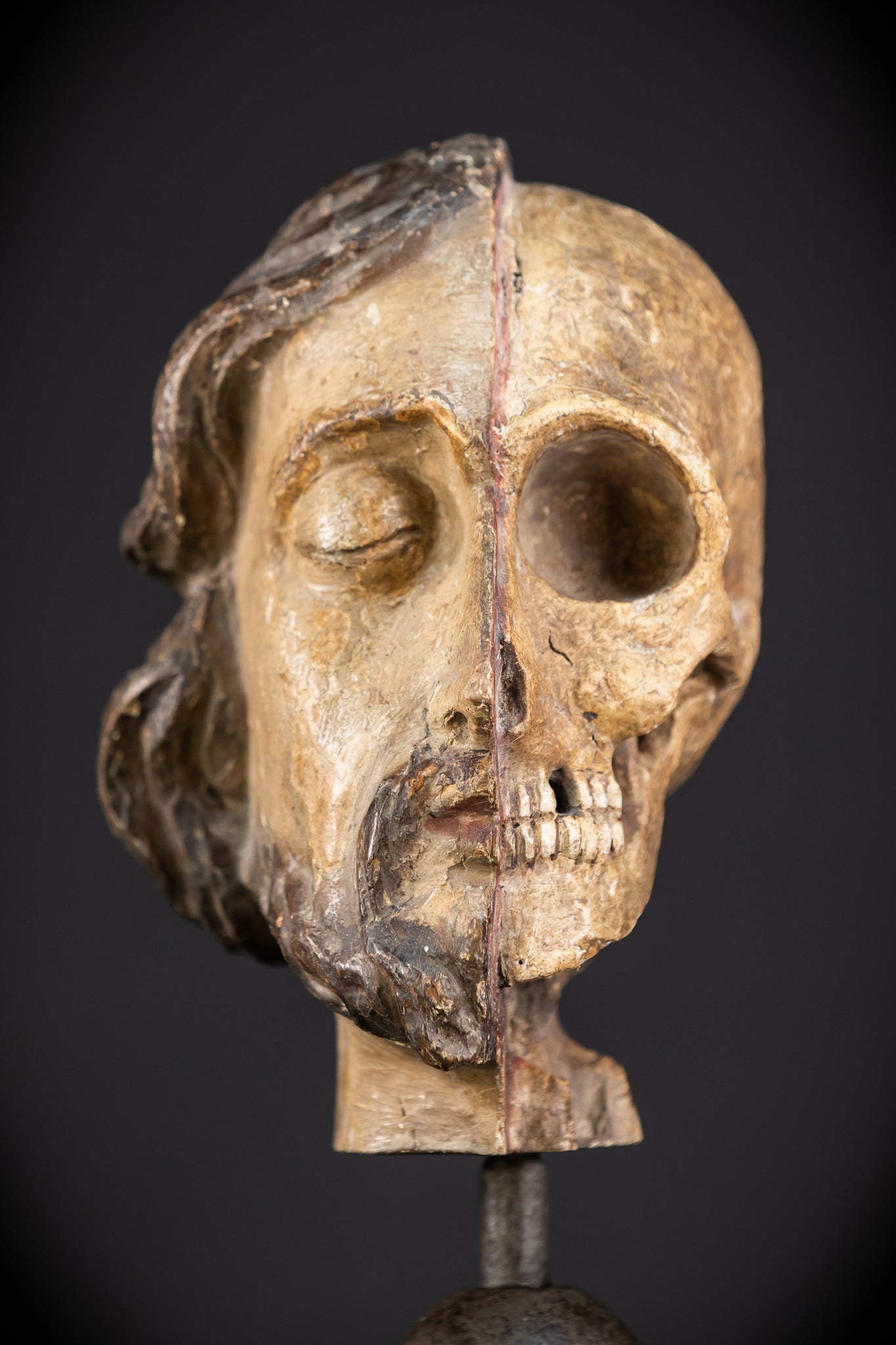 Memento Mori Wood Carving | Italian 1700s Antique 7.3"