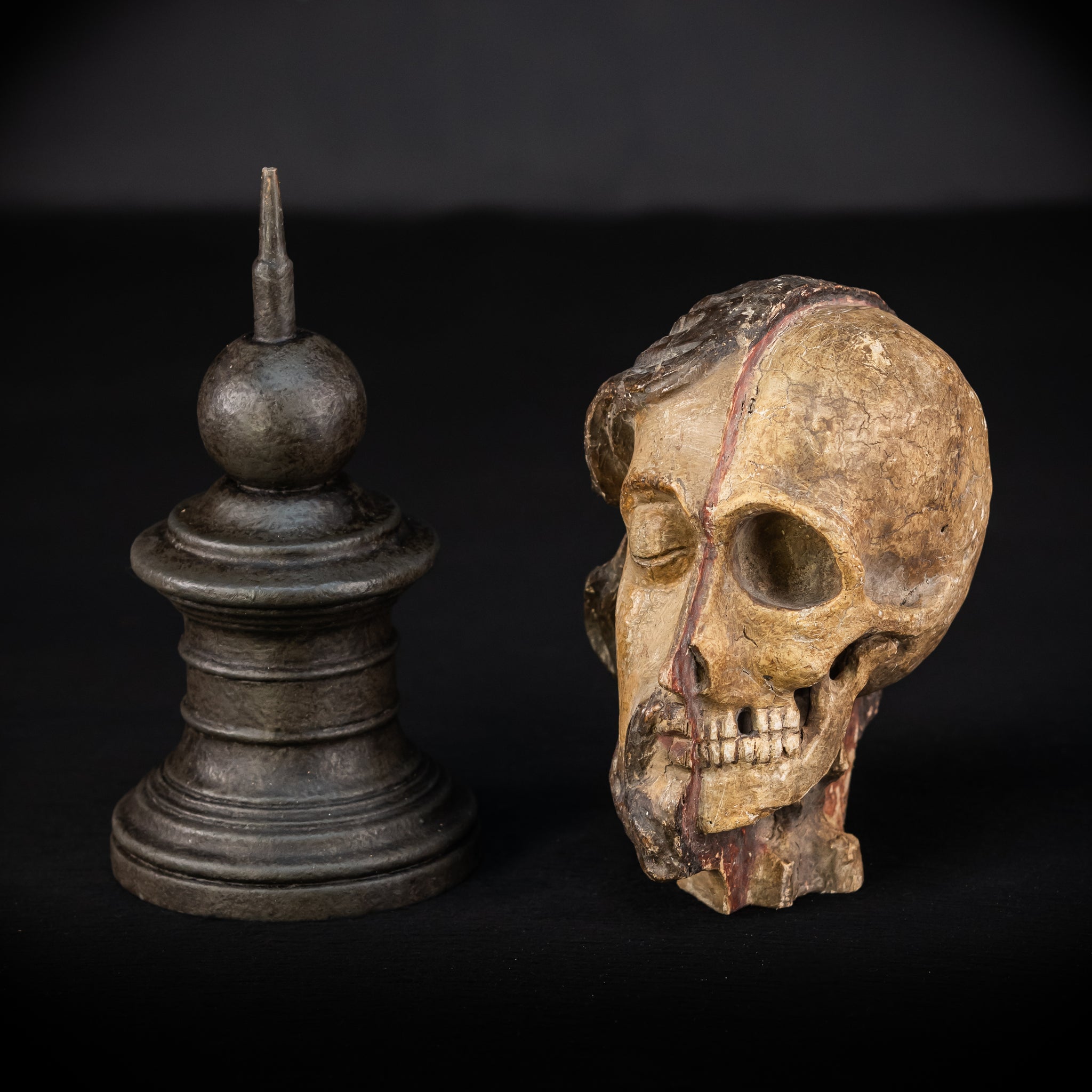 Memento Mori Wood Carving | Italian 1700s Antique 7.3"