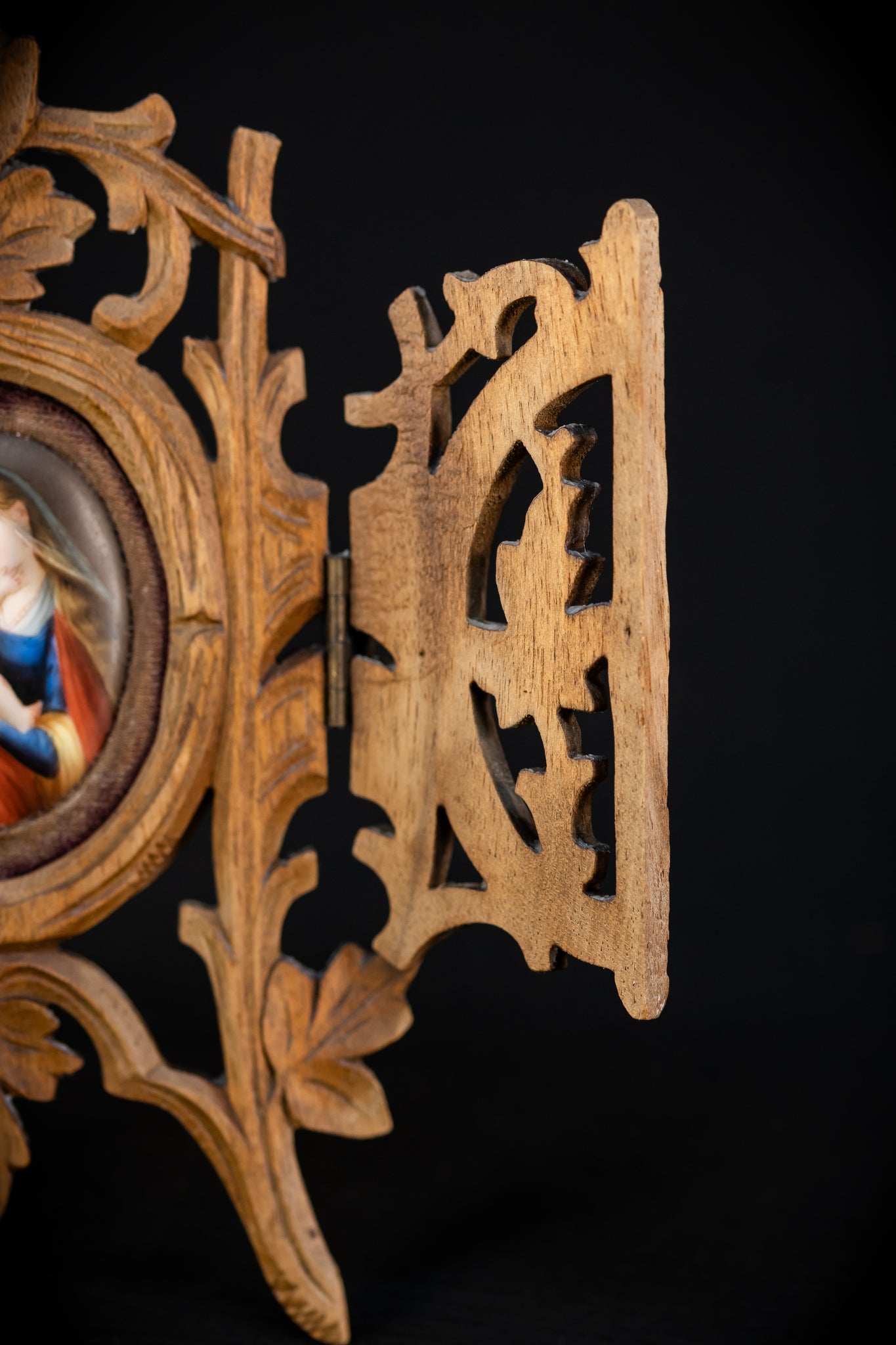 Madonna w Child Jesus Porcelain Painting Wood Frame Icon