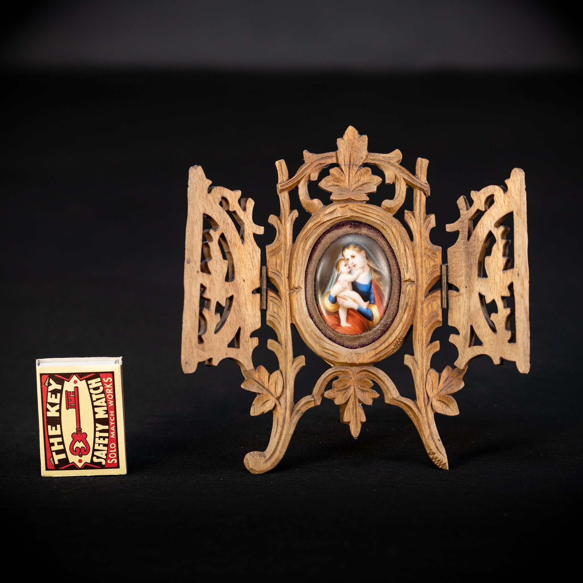 Madonna w Child Jesus Porcelain Painting Wood Frame Icon