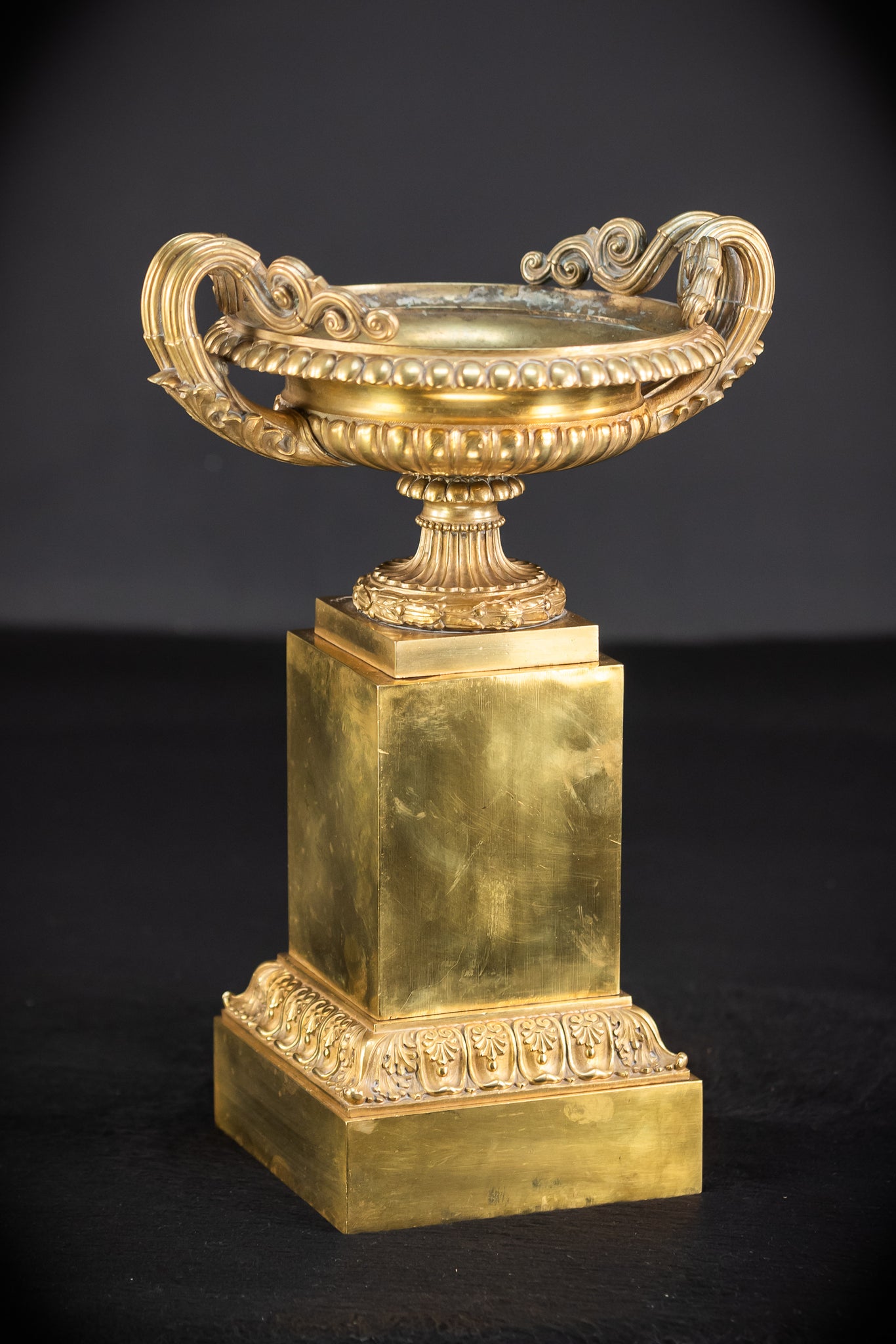 Pair of Urns / Tazze Gilded Bronze-Brass 1700s | 13”