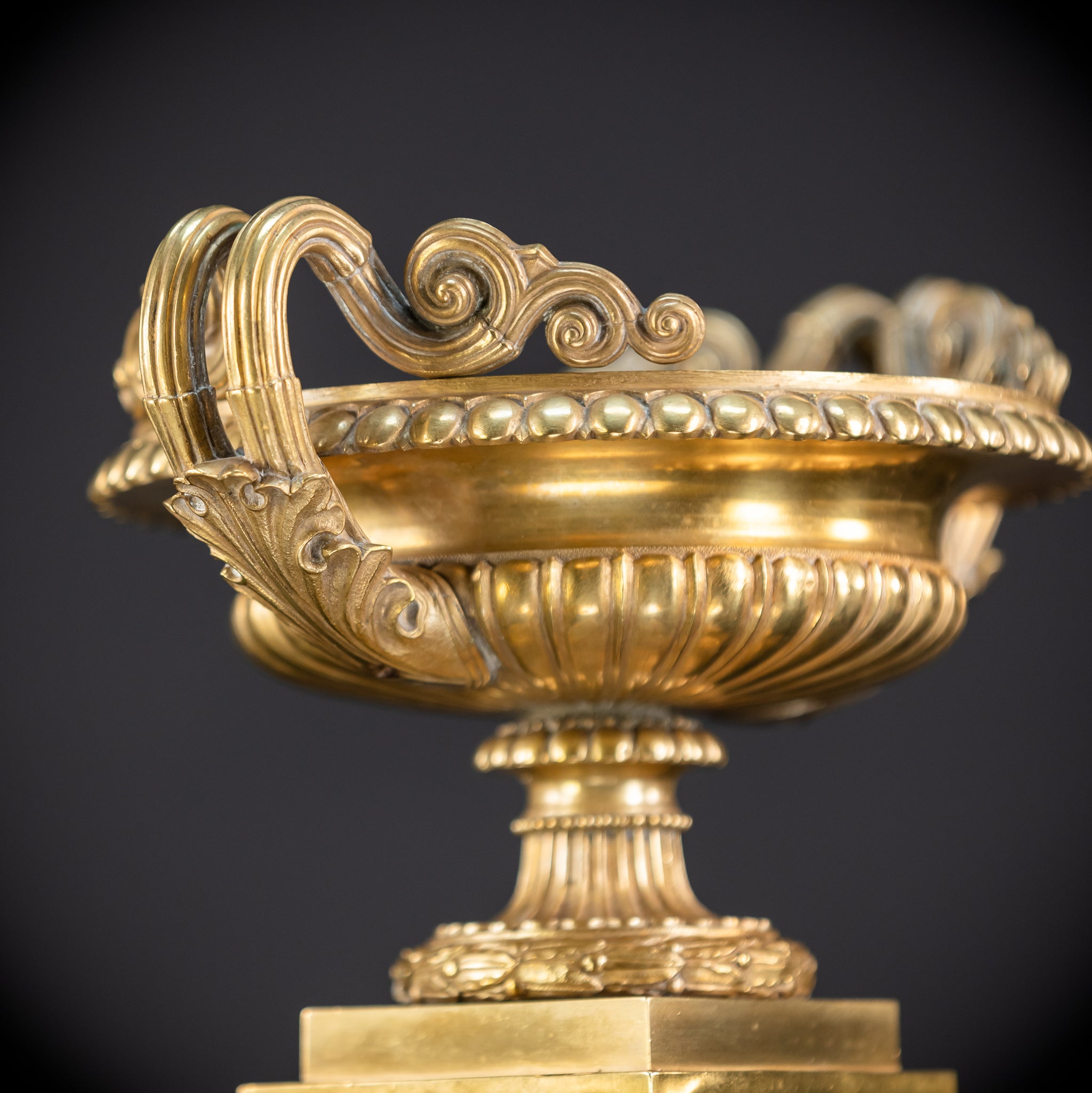 Pair of Urns / Tazze Gilded Bronze-Brass 1700s | 13”