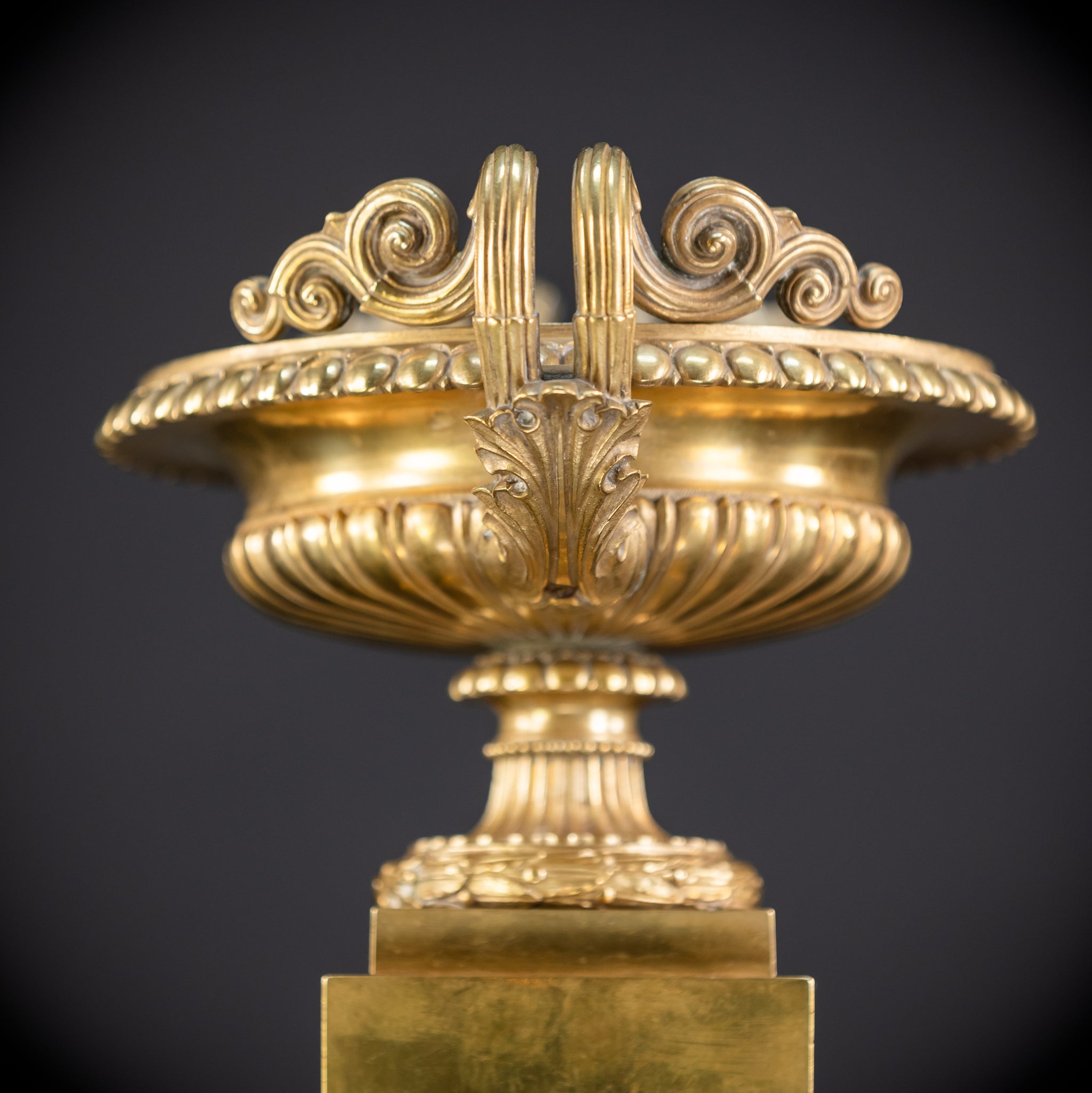 Pair of Urns / Tazze Gilded Bronze-Brass 1700s | 13”