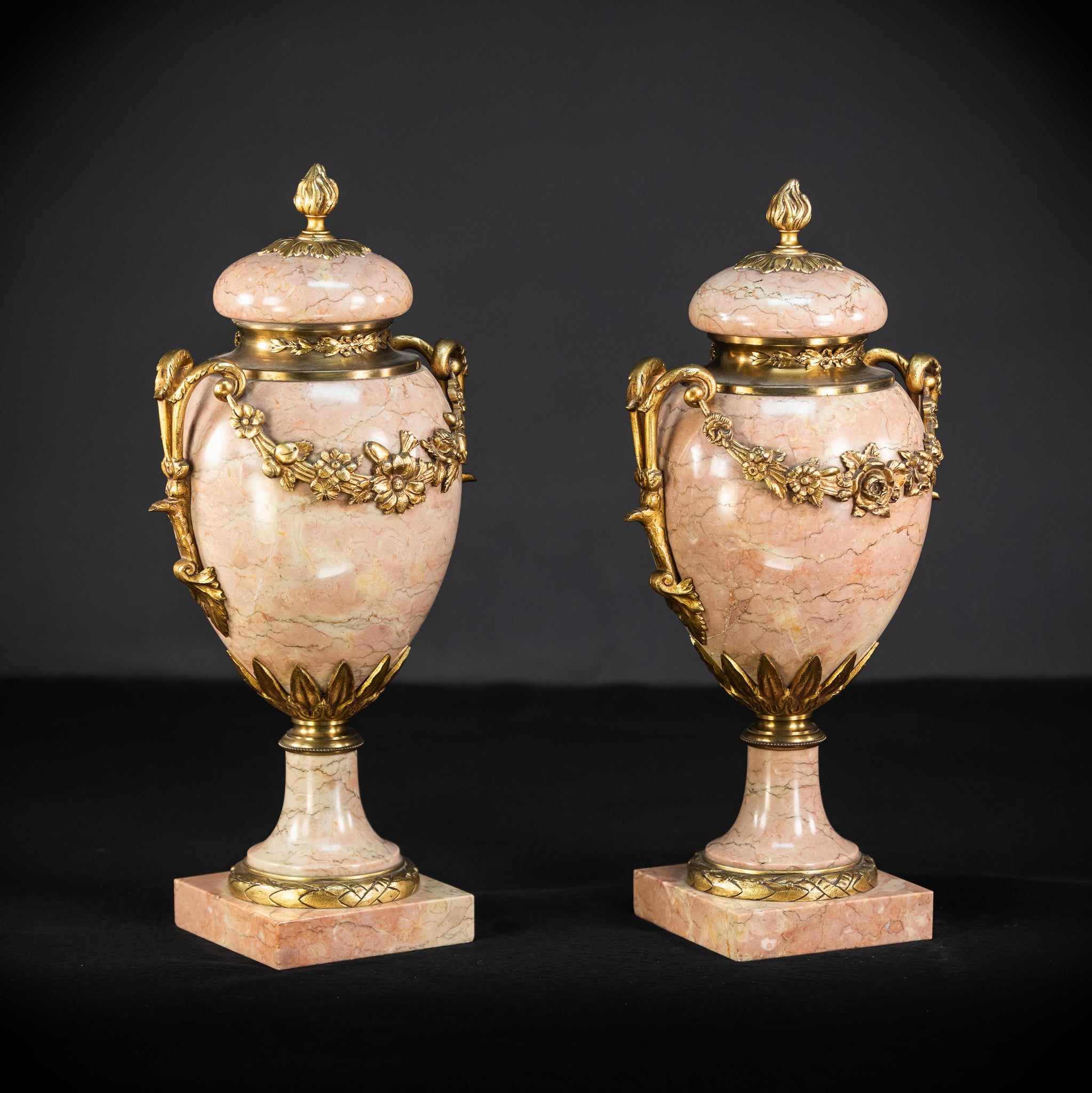 Pair of Urns / Cassolettes Marble and Gilt Bronze | 1800s Antique