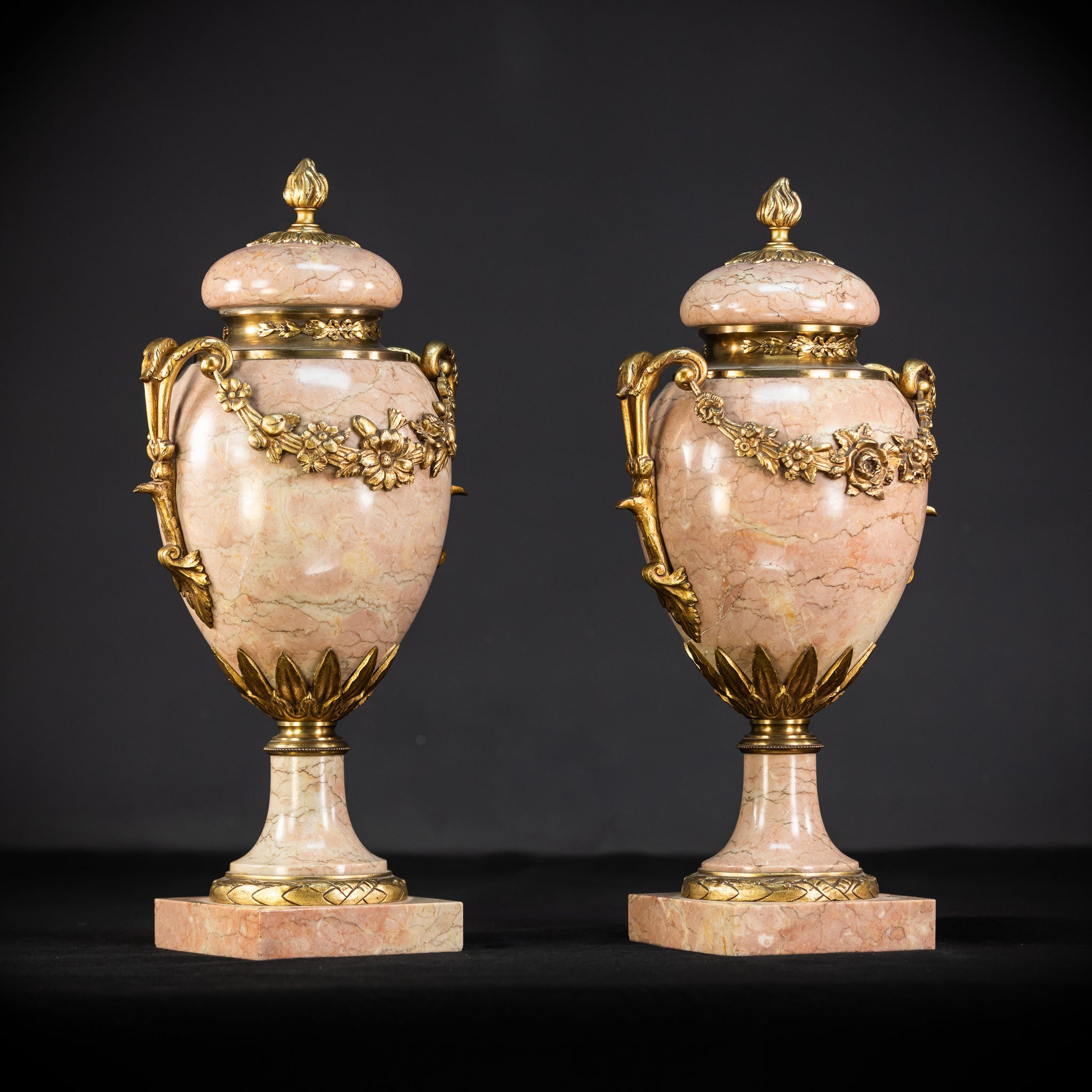 Pair of Urns / Cassolettes Marble and Gilt Bronze | 1800s Antique