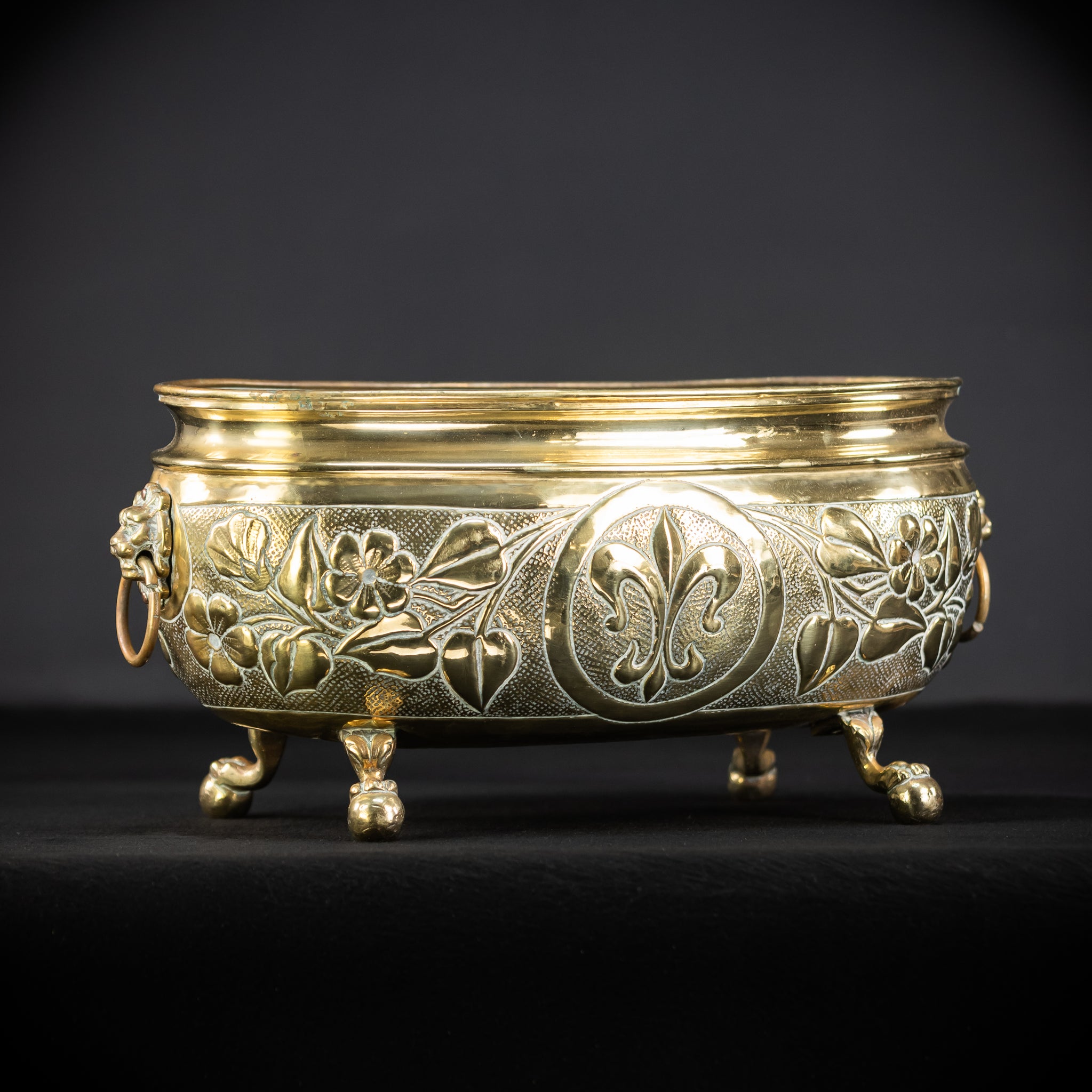 Jardiniere Brass Antique | Baroque 1800s | 16.5” / 42 cm