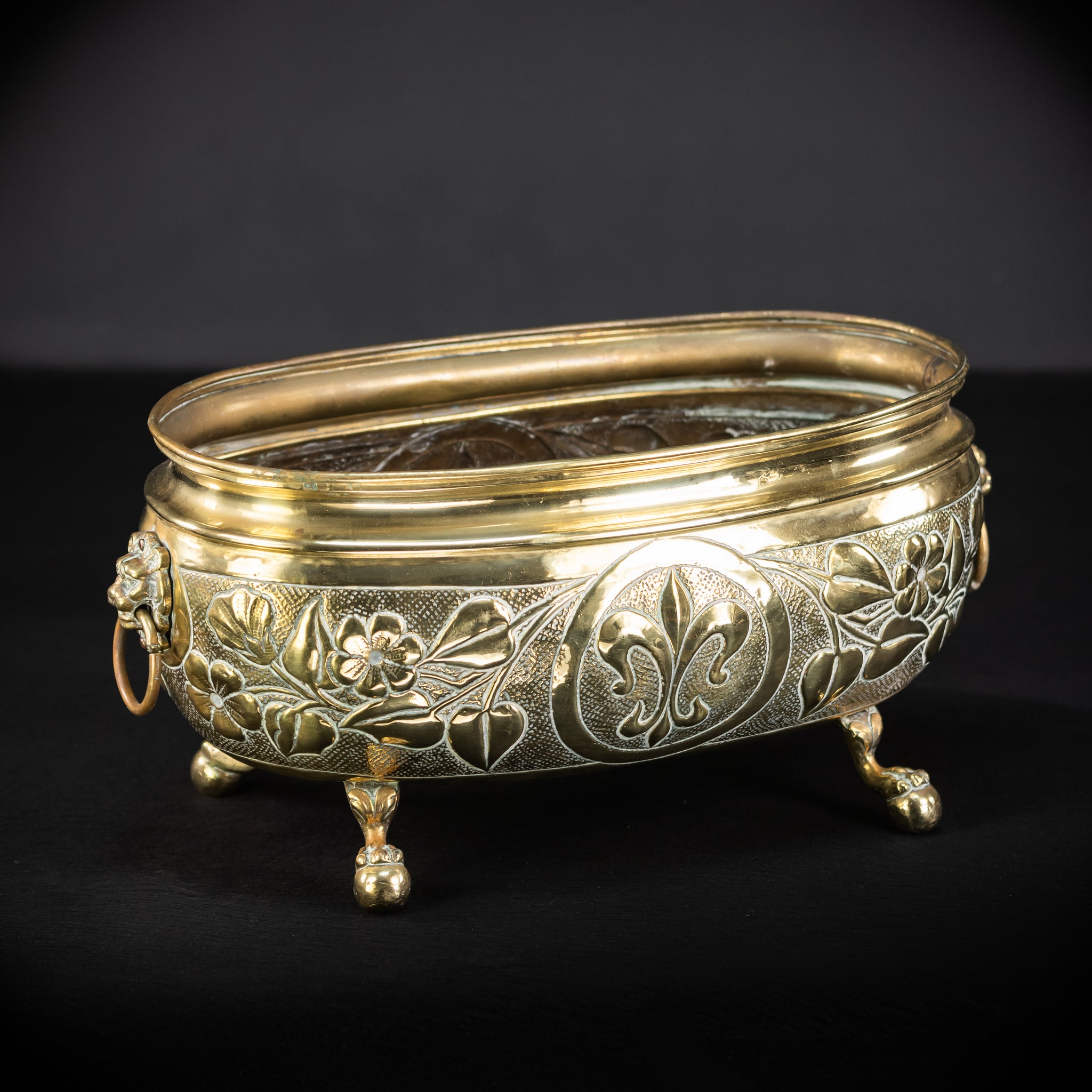 Jardiniere Brass Antique | Baroque 1800s | 16.5” / 42 cm