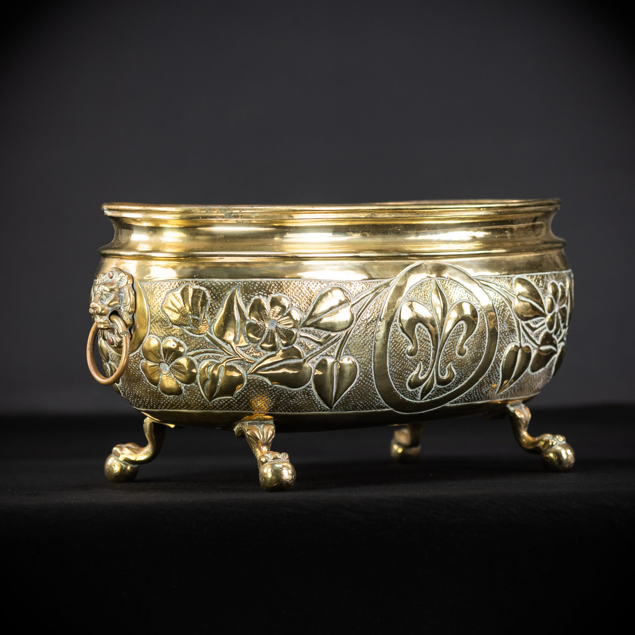 Jardiniere Brass Antique | Baroque 1800s | 16.5” / 42 cm