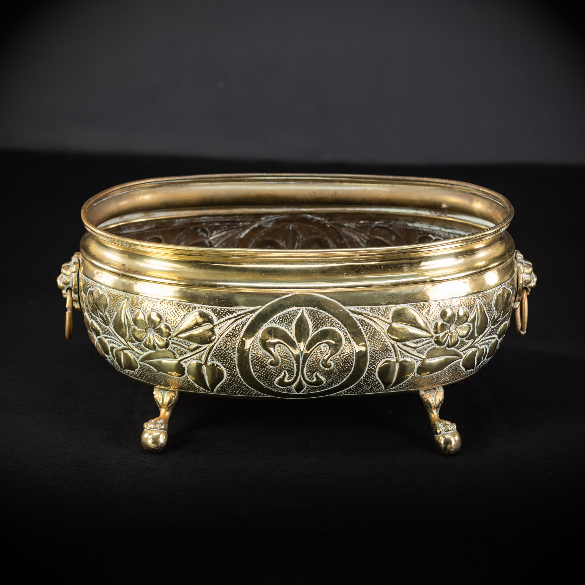 Jardiniere Brass Antique | Baroque 1800s | 16.5” / 42 cm