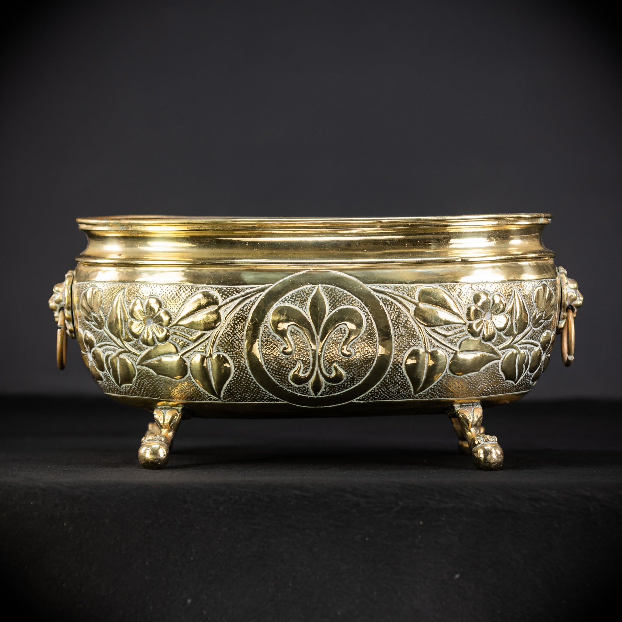 Jardiniere Brass Antique | Baroque 1800s | 16.5” / 42 cm